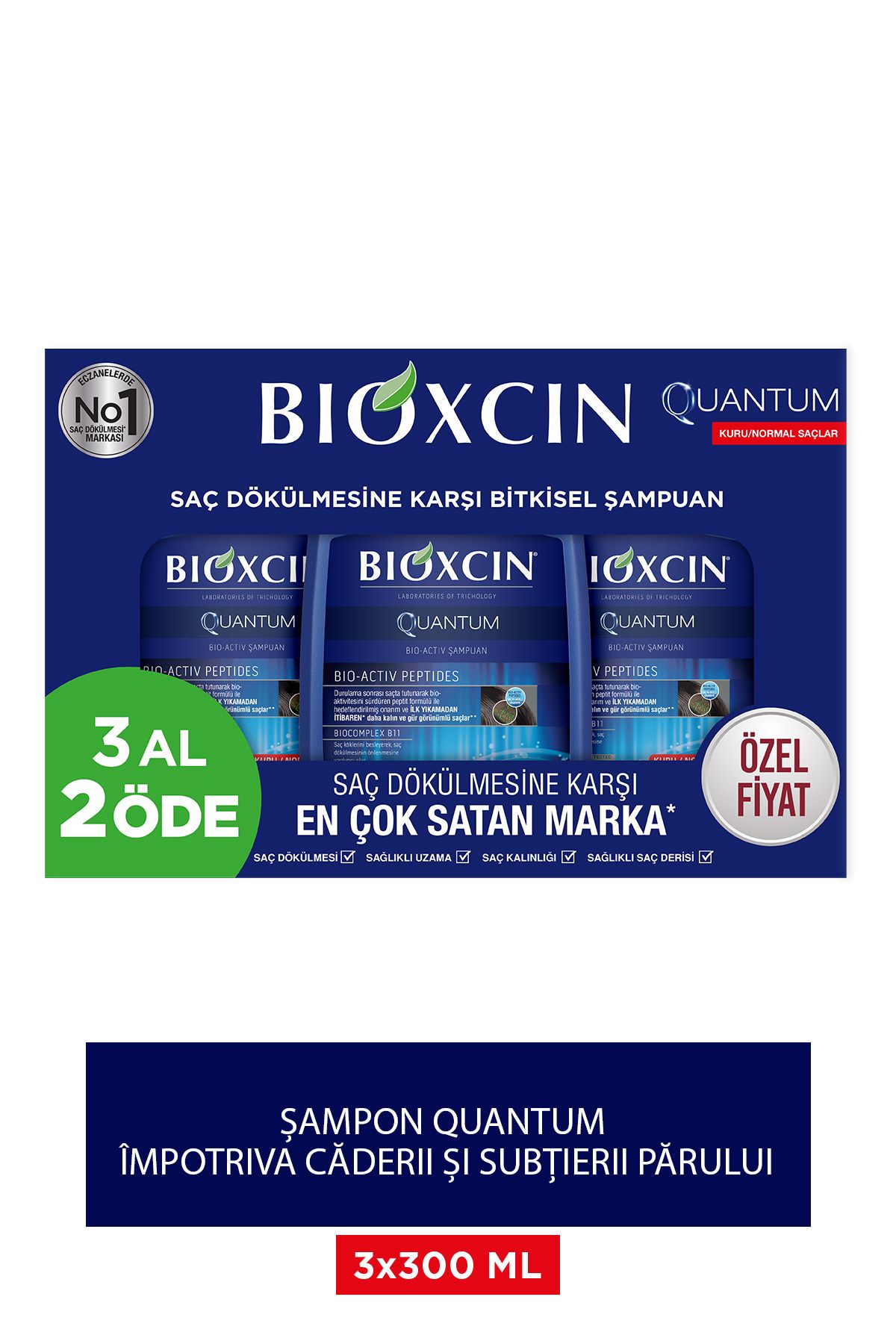 Bioxcin-Quantum pentru păr uscat și normal 300 ml CUMPĂRĂ 3 PRIMIȚI 2 - șampon anti-cădere pentru păr fin 1
