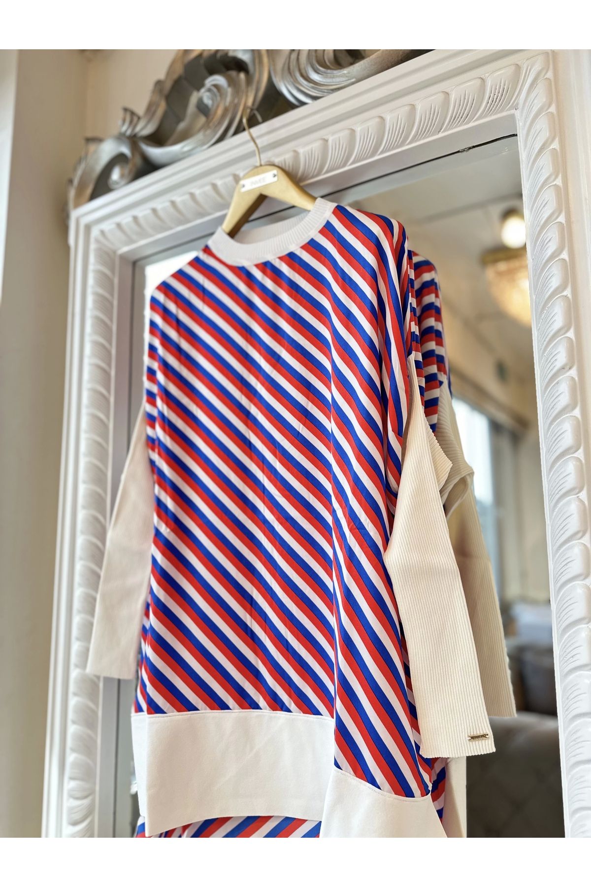 Invee-Ecru Knitwear Chiffon Mix Tunic - INVEE 6252 3