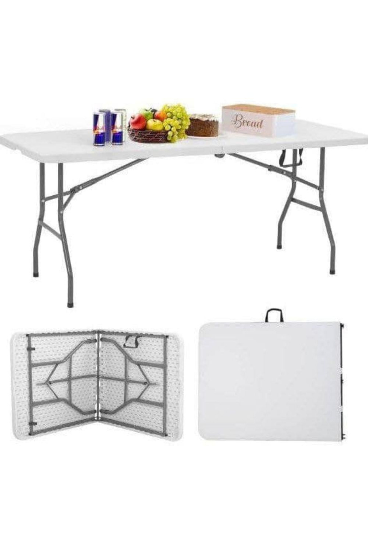 طاولة فايبر قابلة للطي وسهلة الحمل والتخزين ابيض 74×183سم ZONE HQ-Z183