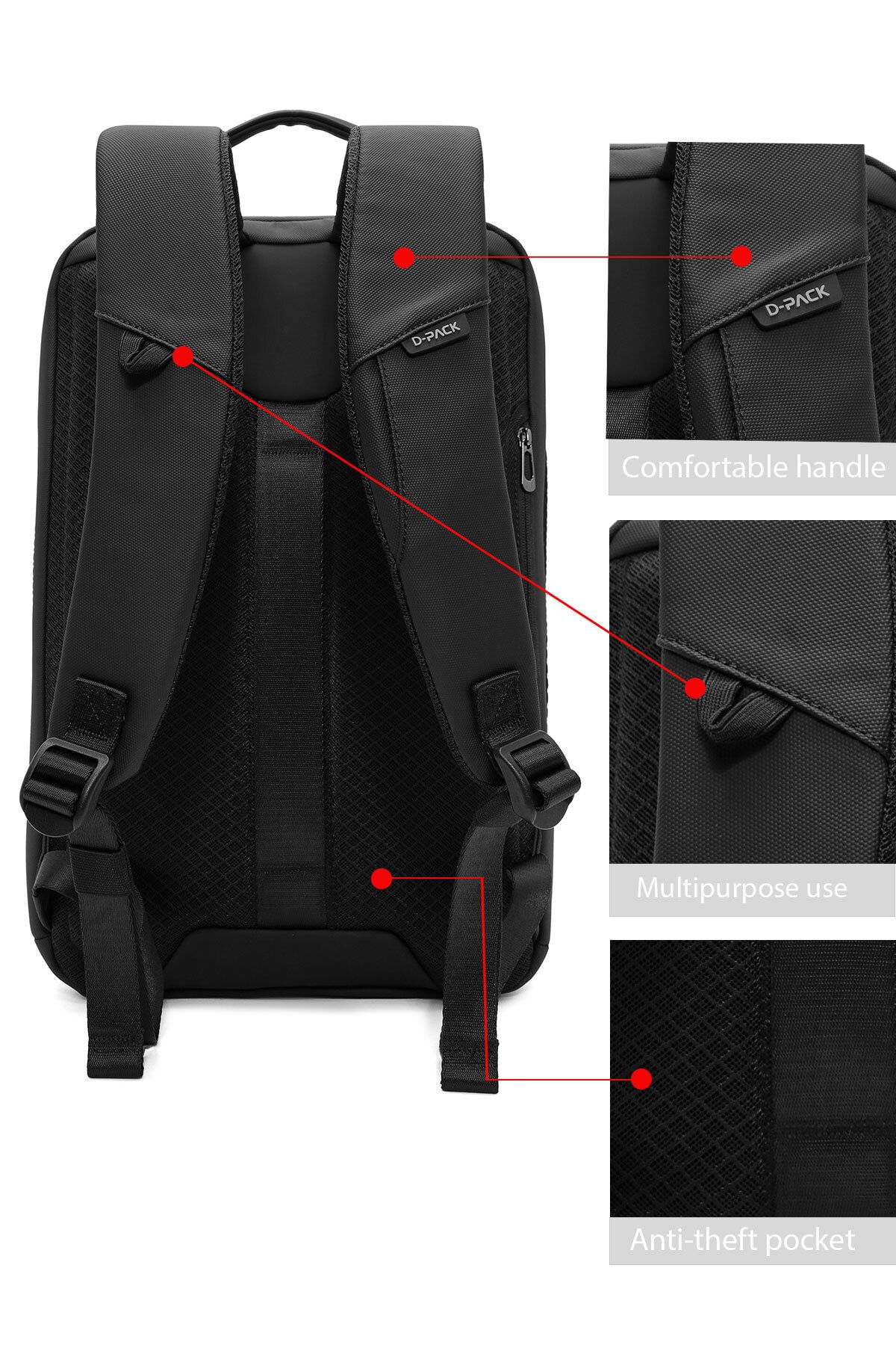 Derimod-D-Pack Men's Black Fabric Backpack 24Wbd30166F 8