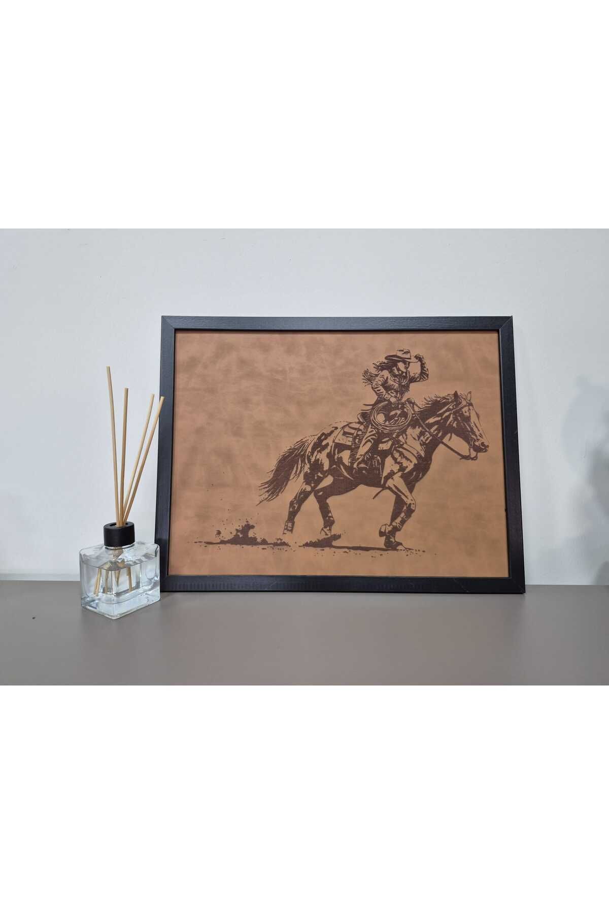 Grand Fine Art Deri Üzeri Lazer Kazıma At Rodeo