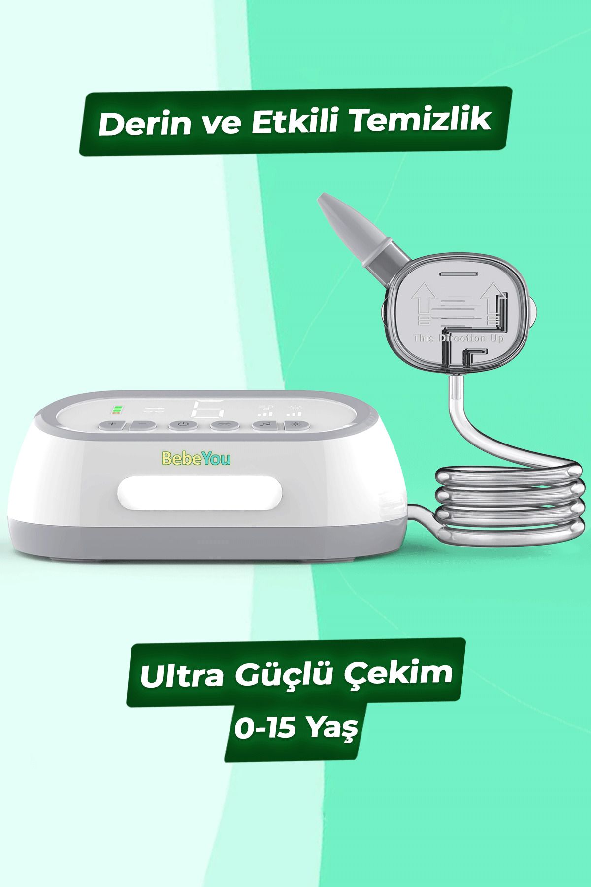BebeYou Şarjlı Elektrikli Bebek & Çocuk Burun Aspiratörü, Ultra Güçlü Çekim, Sessiz ve Güçlü Vakum, 0-15 Yaş