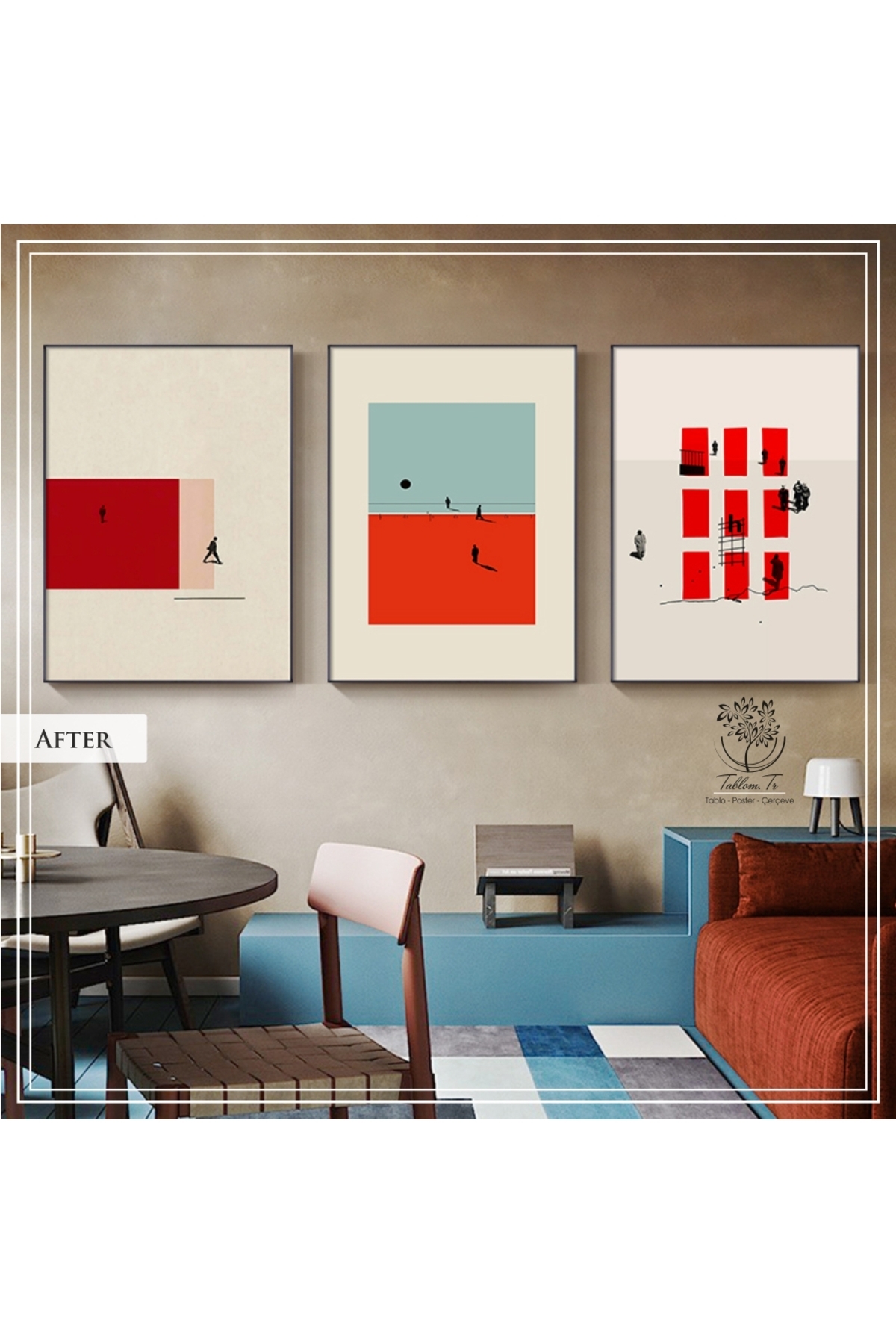 Real Glass Painting AfterS Triple Set with Metal Frame