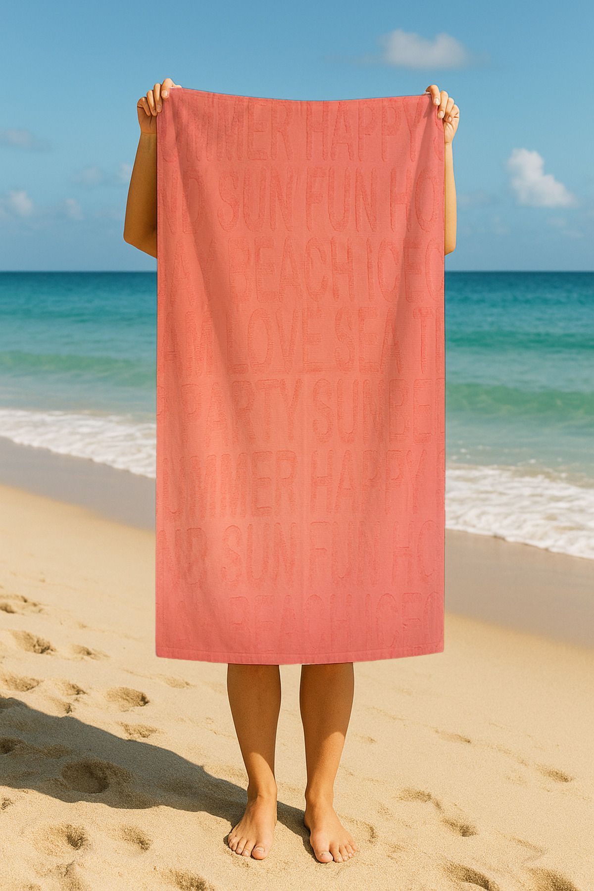 Tropikhome Hızlı Kuruyan Plaj Havlusu %100 Pamuk Summer Peach Plaj Havlusu - Pembe