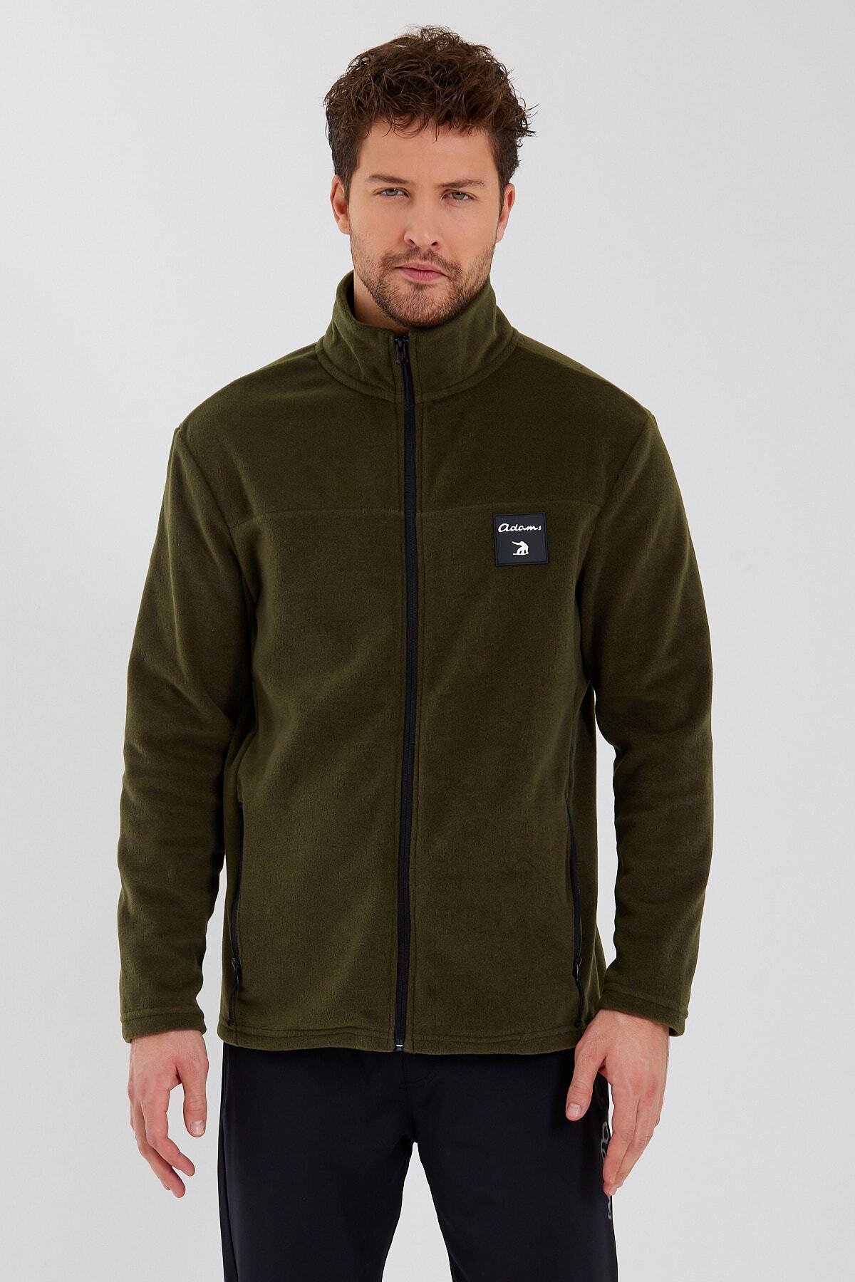 Classics Erkek Haki Standart Fit Günlük Rahat Fermuarlı Yaka Polar Spor Sweatshirt — خاکی YGZ0063