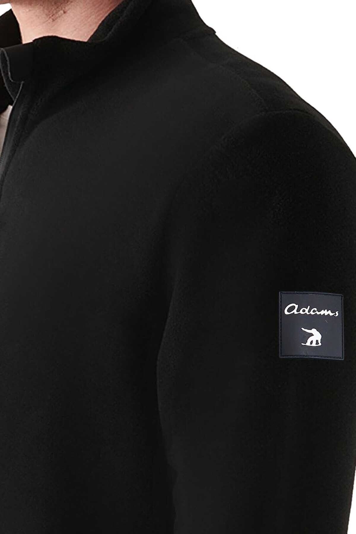 Erkek Rahat Içi Ve Dışı Polarlı Isı Koruyan Fermuarlı Polar Sweatshirt — مشکی YGZ0065 — تصویر 2 از 6