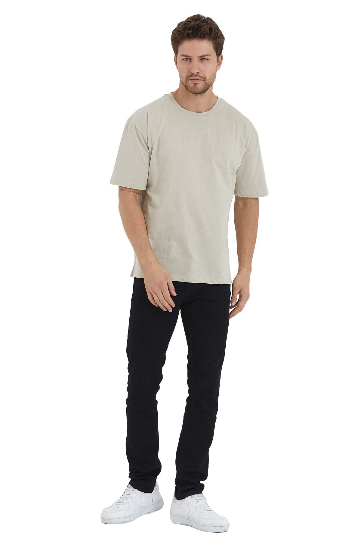 Adams-Men's Basic Oversize Crew Neck 100% Cotton Short Sleeve T-shirt 3