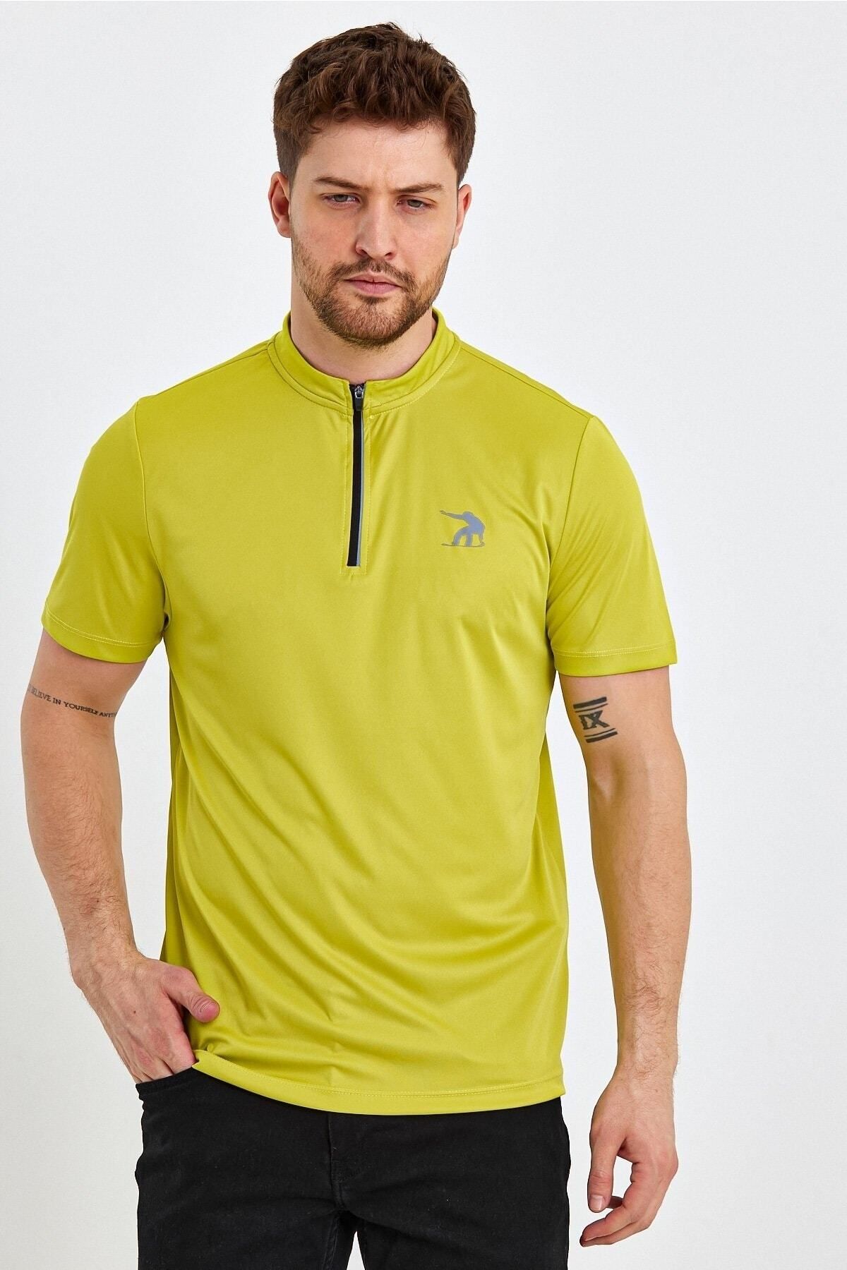Adams-Men's Training Zippered High Collar Polyester T-Shirt 1
