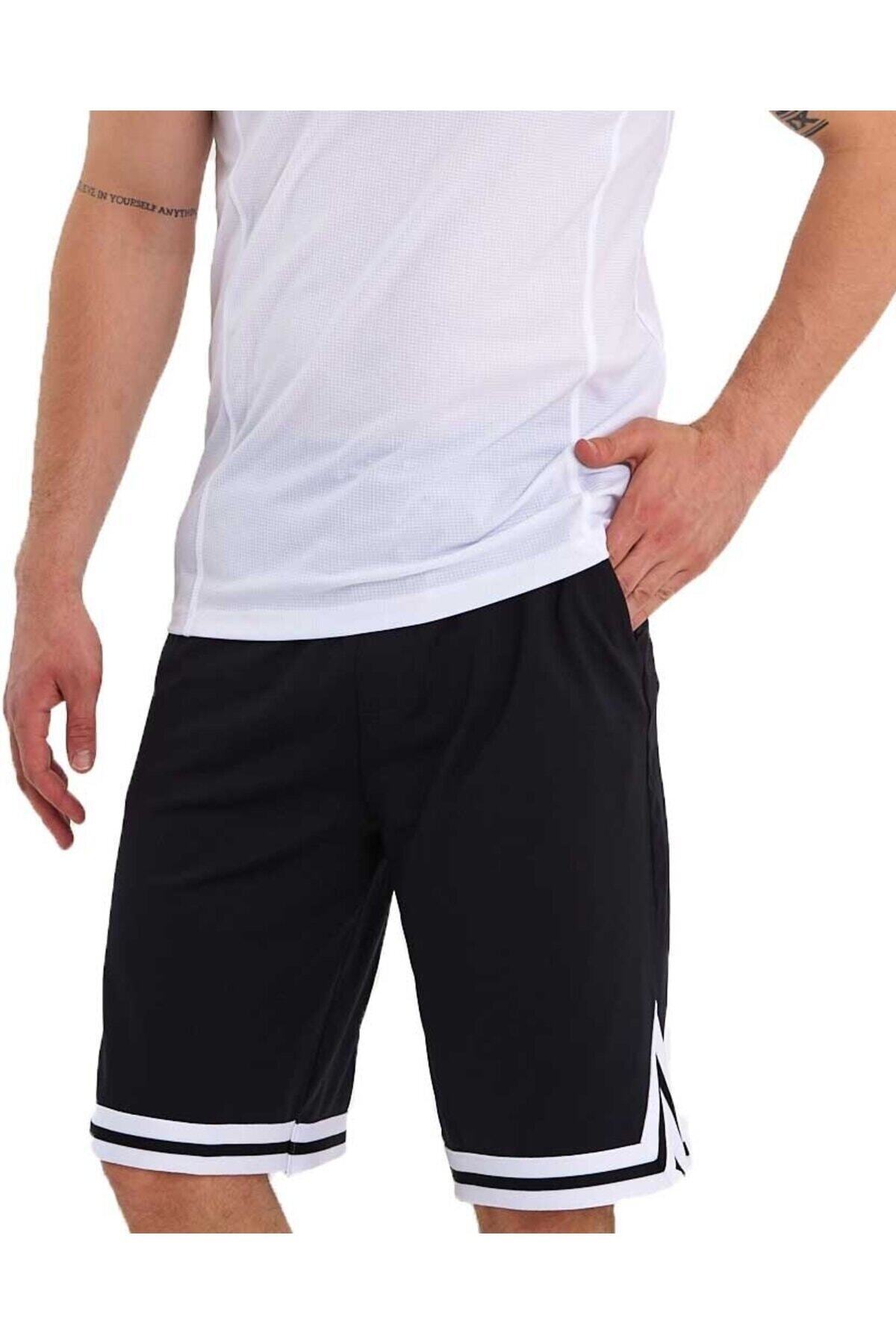 Adams-Pantaloni scurți de baschet cu dungi albe din poliester pentru bărbați 3