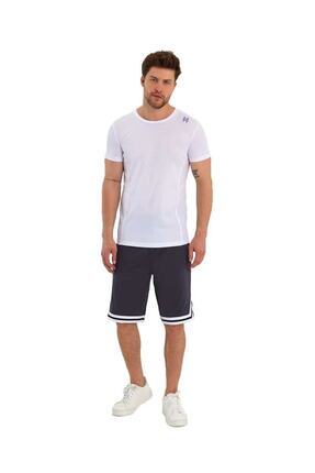 Adams Erkek Polyester Beyaz Şeritli Basketbol Şort