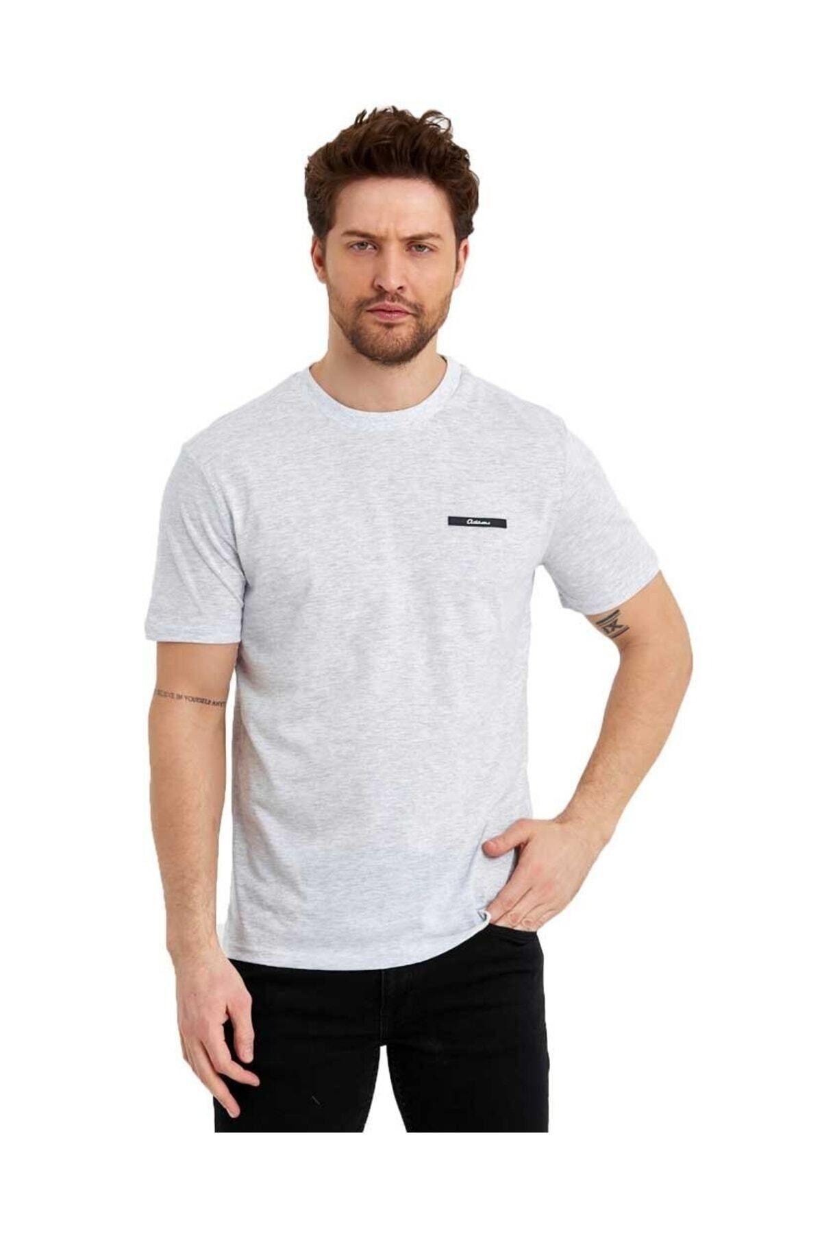 Adams-Men's Basic Unprinted Logo Short Sleeve T-Shirt 2