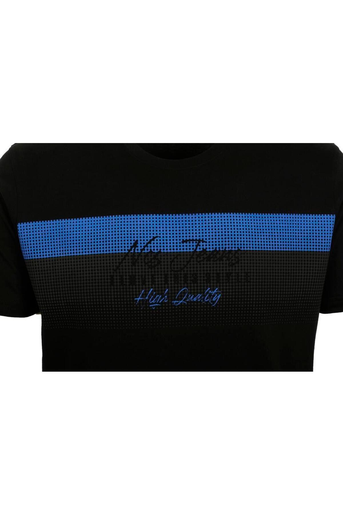 تی شرت مشکی مردانه سیاه لباس یقه دوچرخه باریک طرح دار 100 ٪ پنبه JEANS 1956 MAD 254 ان سی آر Ncs