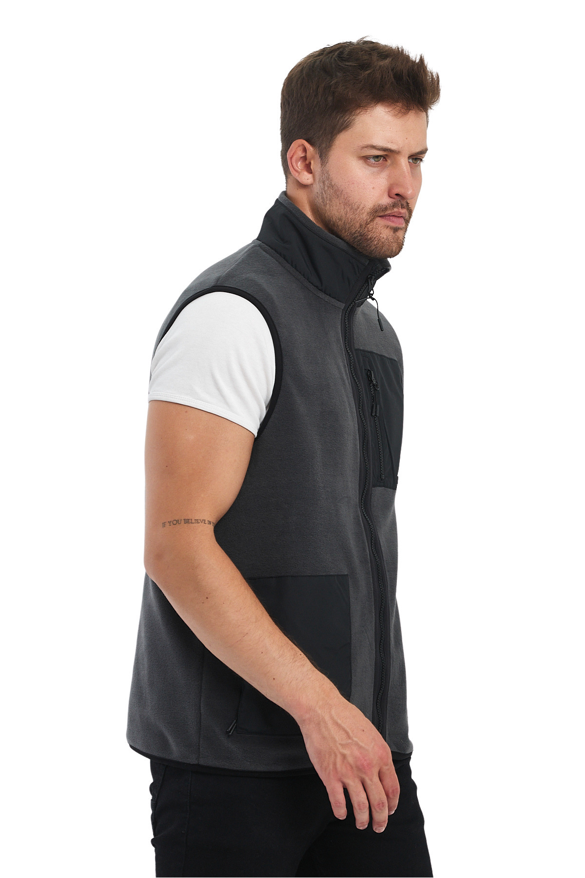 Adams-Διπλό Χρώμα Fleece Αμάνικο Erekek Γιλέκο - Comfort Fit με 3 τσέπες 5