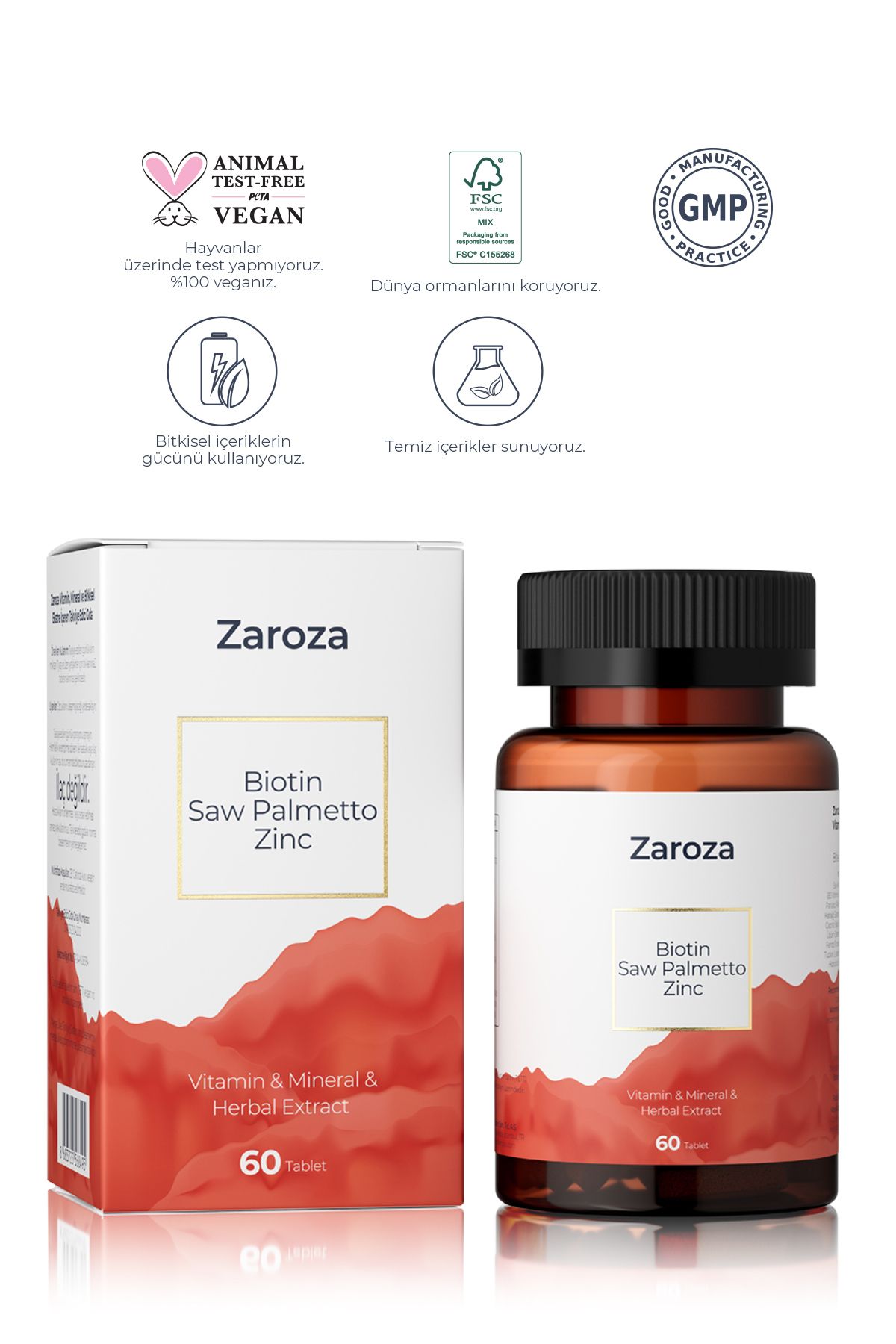 ویتامین مو مراقبت از و ریزش در برابر عصاره گیاهی معدنی اره روی بیوتین پالمتو ZAROZA
