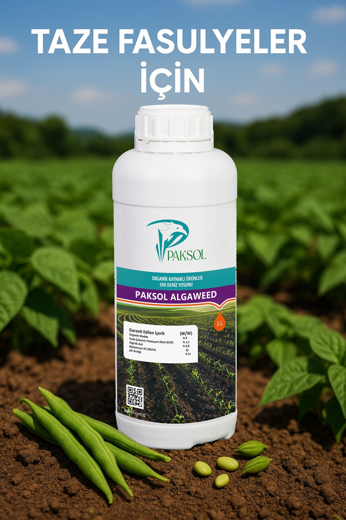 Paksol Taze Fasulyeler İçin Deniz Yosunlu Organik Sıvı Gübre Algaweed 1 Litre