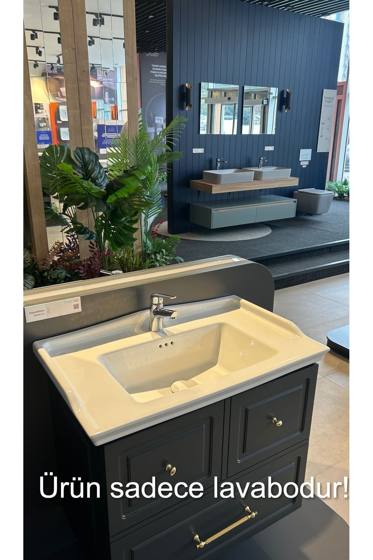 Turkuaz Cerastyle Kapadokya 80 Cm Etajerli Lavabo