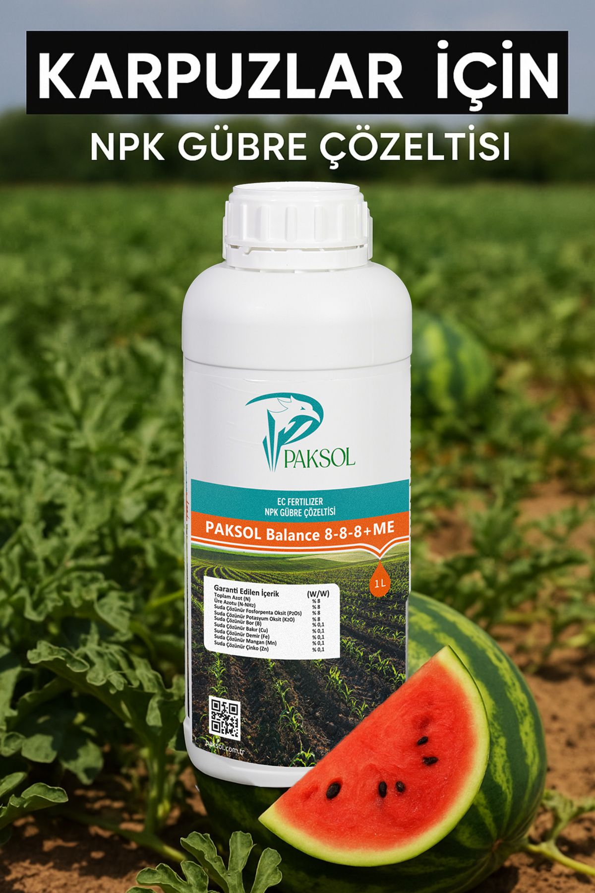 Paksol Karpuz İçin Azotlu Npk Organik Sıvı Gübre 1 Litre