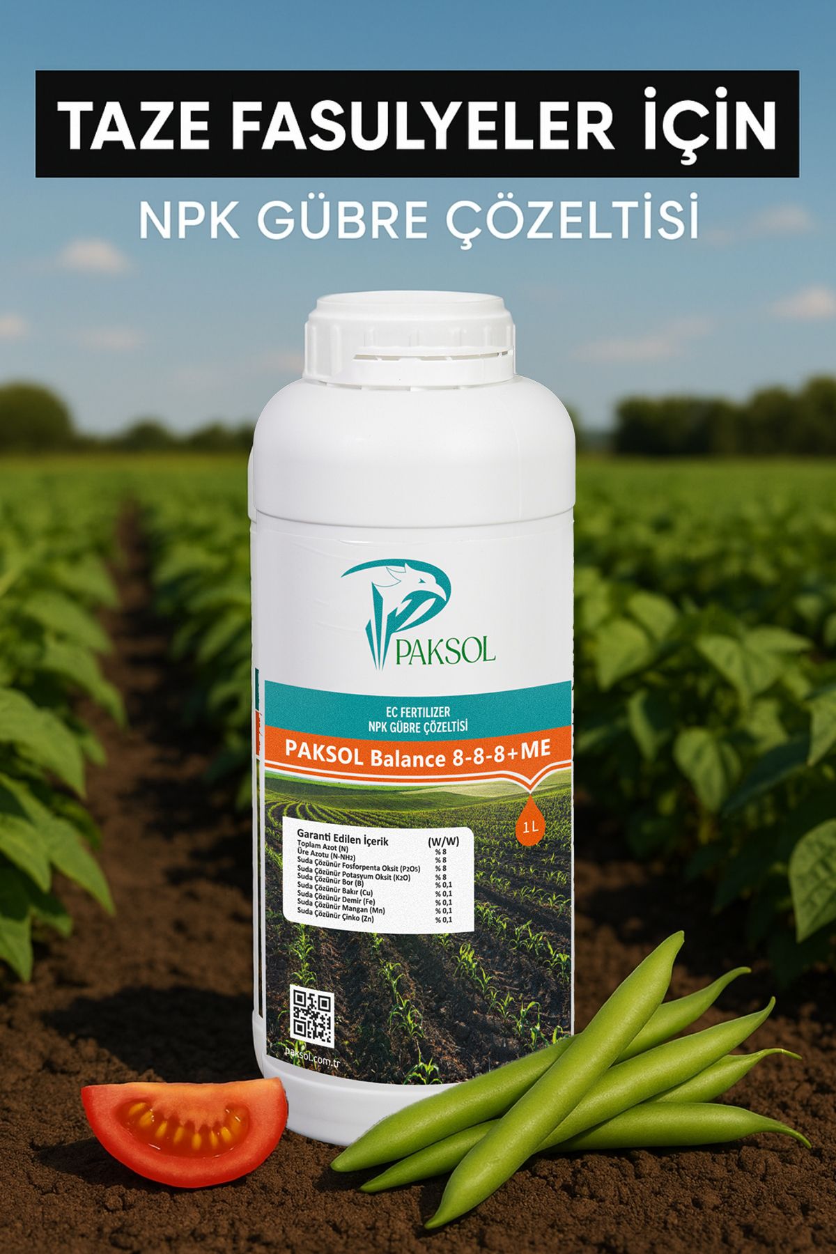 Paksol Taze Fasulye İçin Azotlu Npk Organik Sıvı Gübre 1 Litre