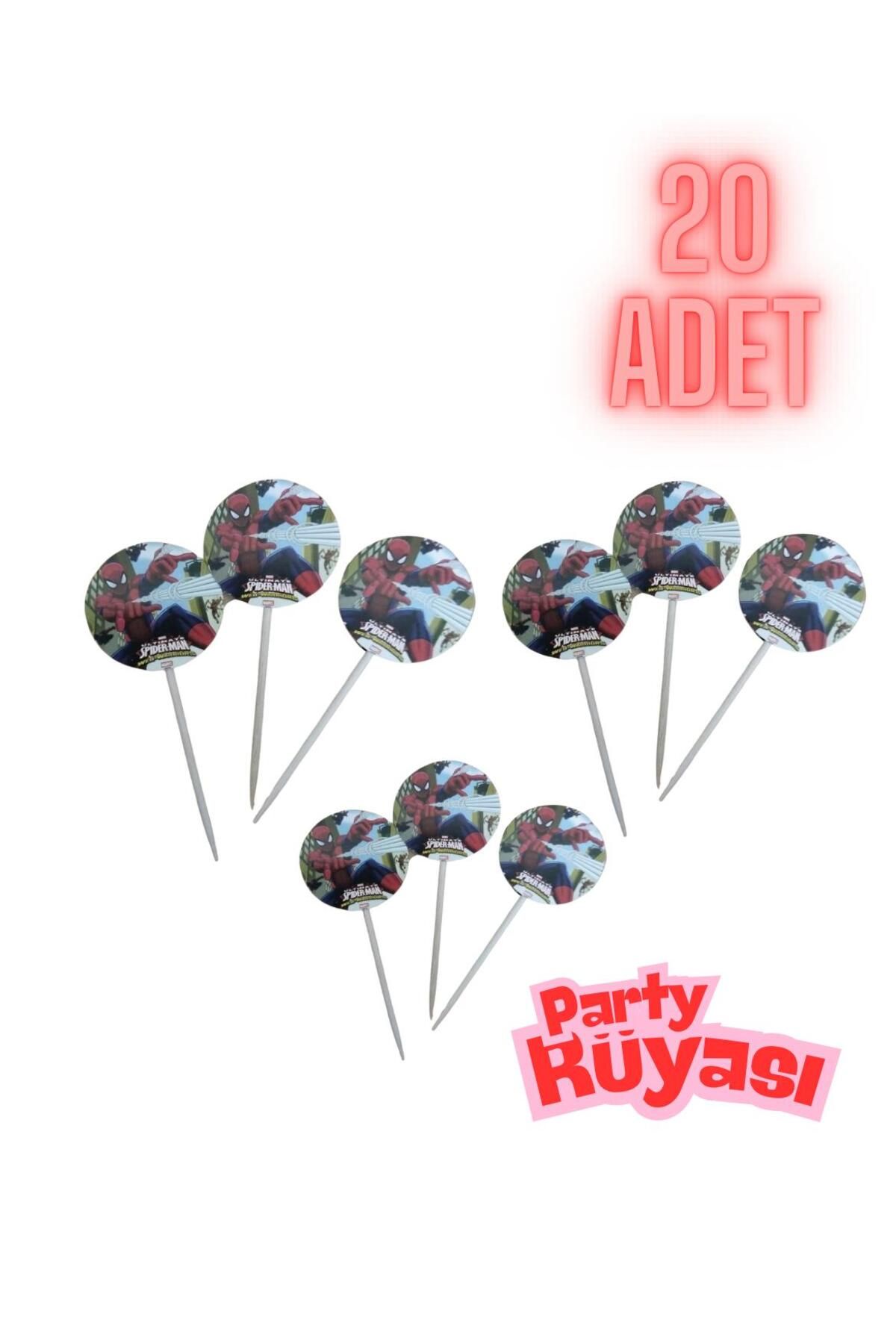 partyrüyası Örümcek Adam Temalı Doğum Günü Pasta Kürdanı Cupcake Süsleme Kürdan