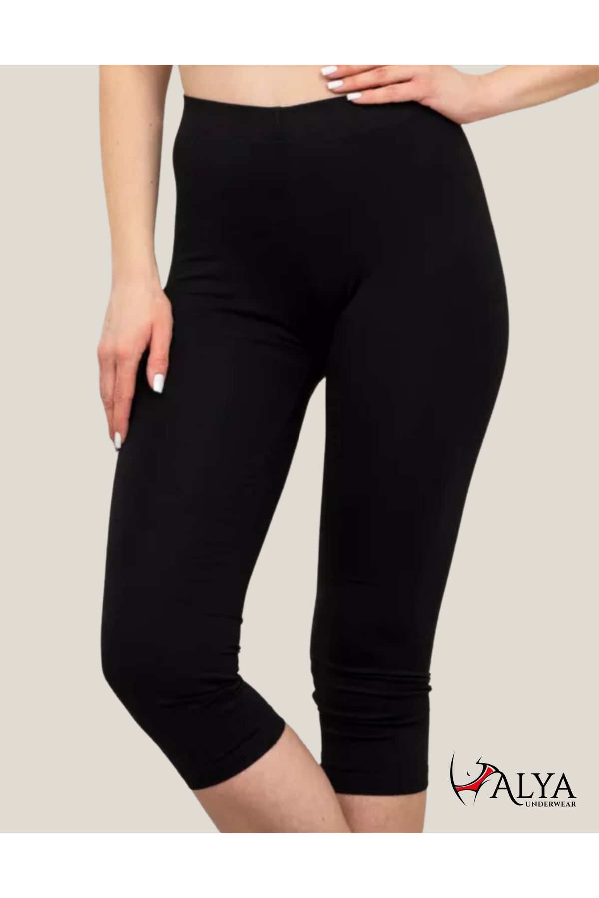 ALYA UNDERWEAR Diz Altı Kapri Tayt Yüksek Bel Likralı Dalgıç Kumaş