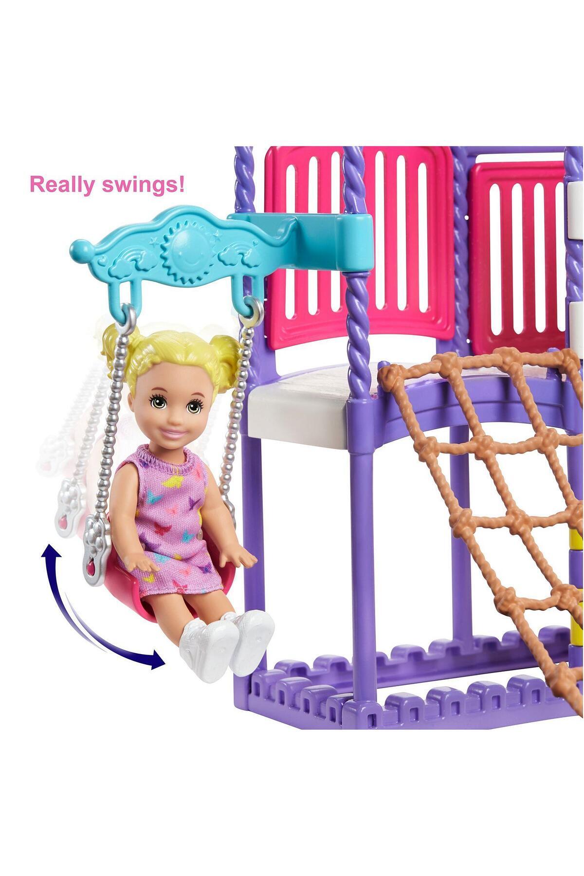 Barbie Skipper Tırman Ve Keşfet Kaydıraklı, Salıncaklı Ve Kum Havuzlu Oyun Alanı Bebe fotoğrafı 2 (önizleme)