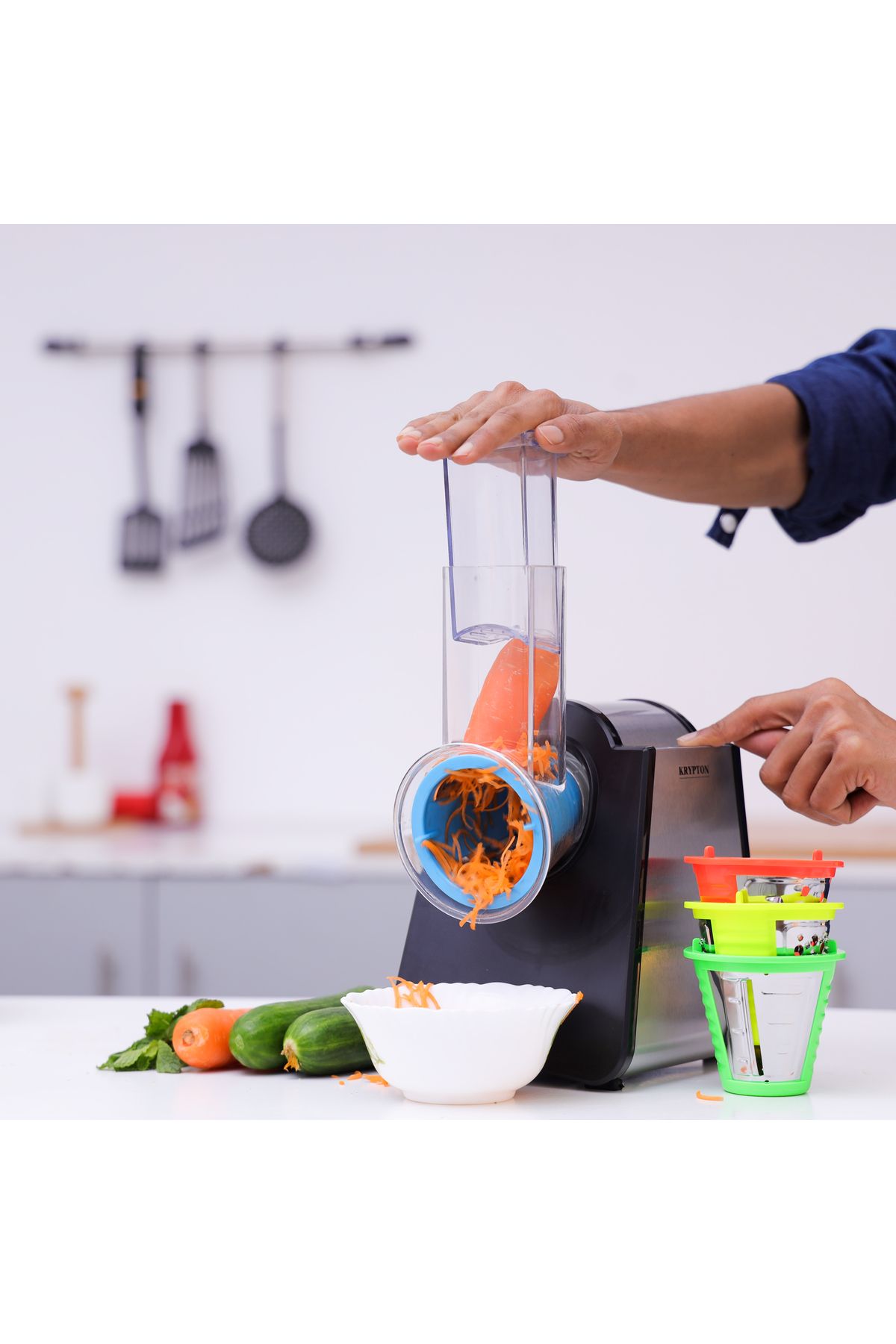 KRYPTON-Multifunction Salad Maker – 4 Blade Attachments, Noiseless Operation, Anti-slip Base 5