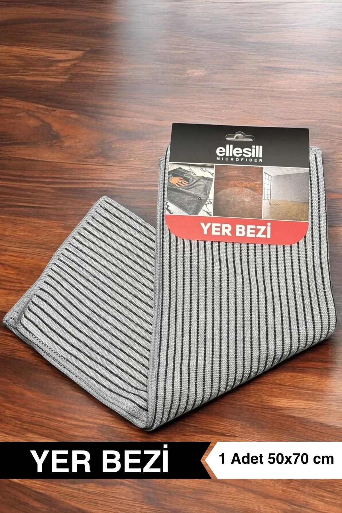 Ellesill 30 Paket Toptan Premium Yer Bezi 50x70 cm Siyah Çizgili Mikrofiber Temizlik Bezi - FloorClothX