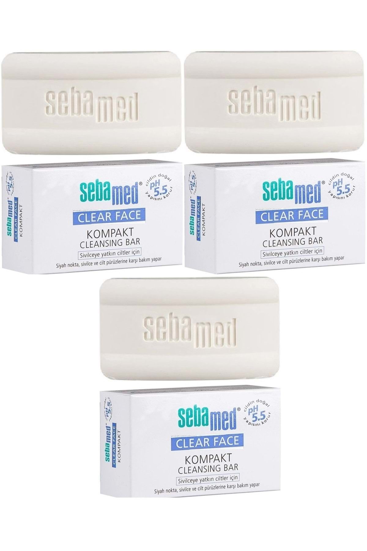 Sebamed Clear Face Kompakt Yüz Temizleme Barı Sabun Sivilceye Yatkın Cilt 100gr (3 LÜ SET)