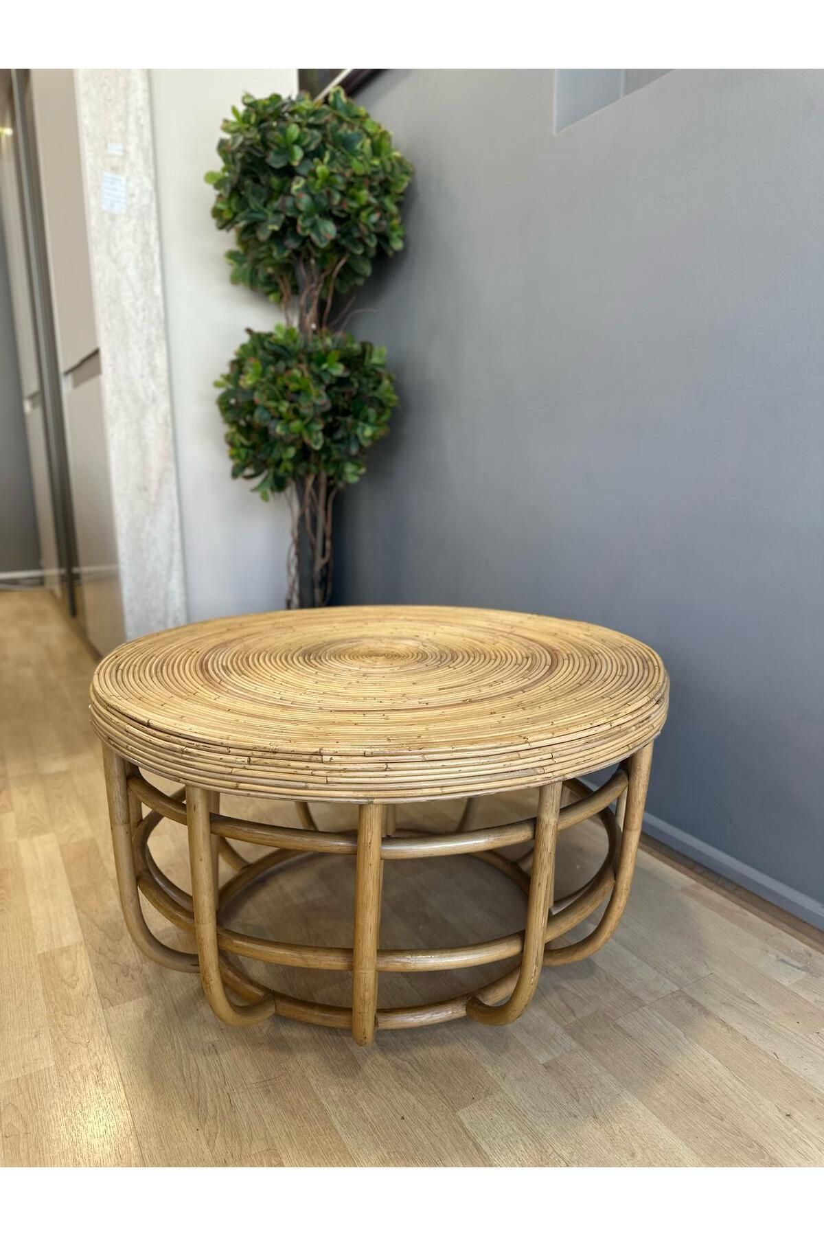 Okman Viyana rattan yuvarlak orta sehpa naturel 81x81x45 cm