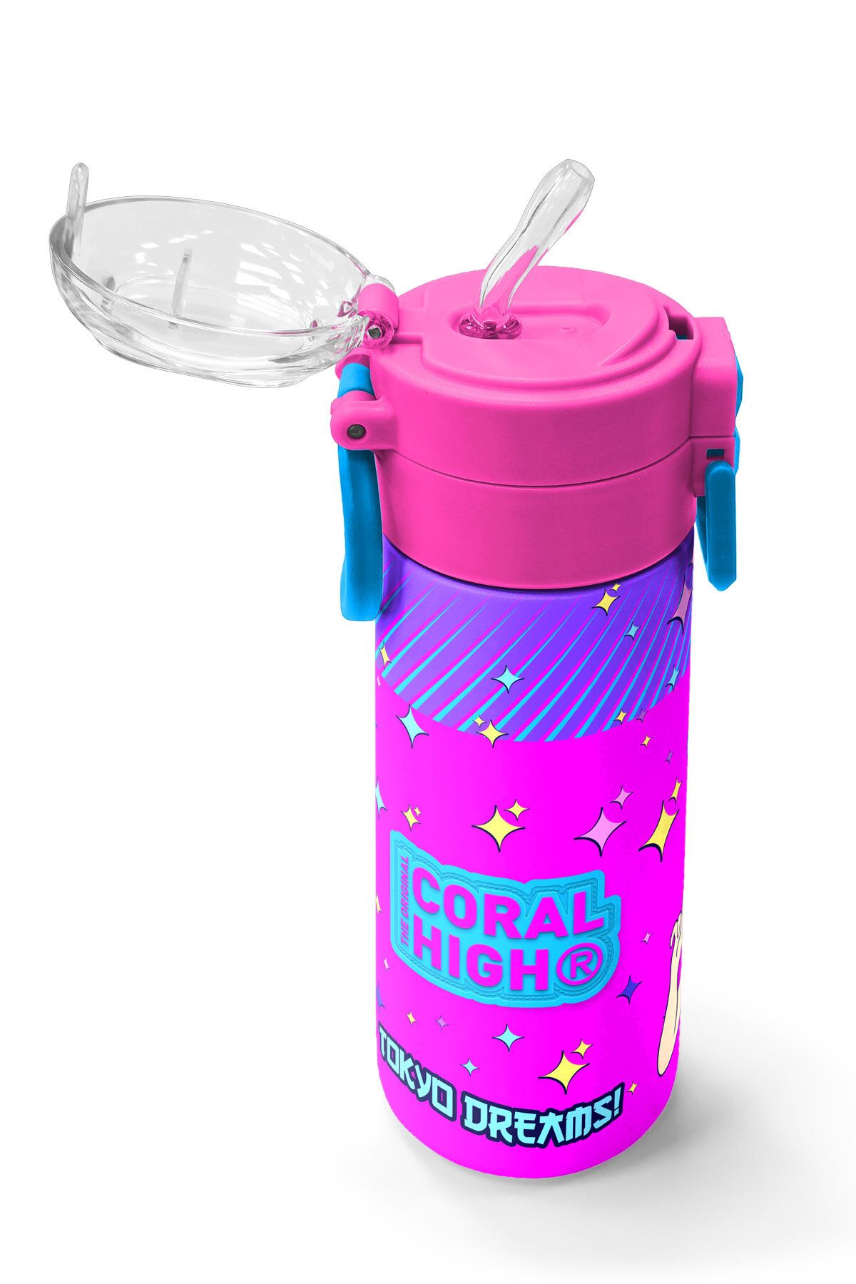 Coral High-Kids Purple Pink Blue K-Poppatterned Steel Thermos with Straw and Direct Drinking 500 ml 31831 5