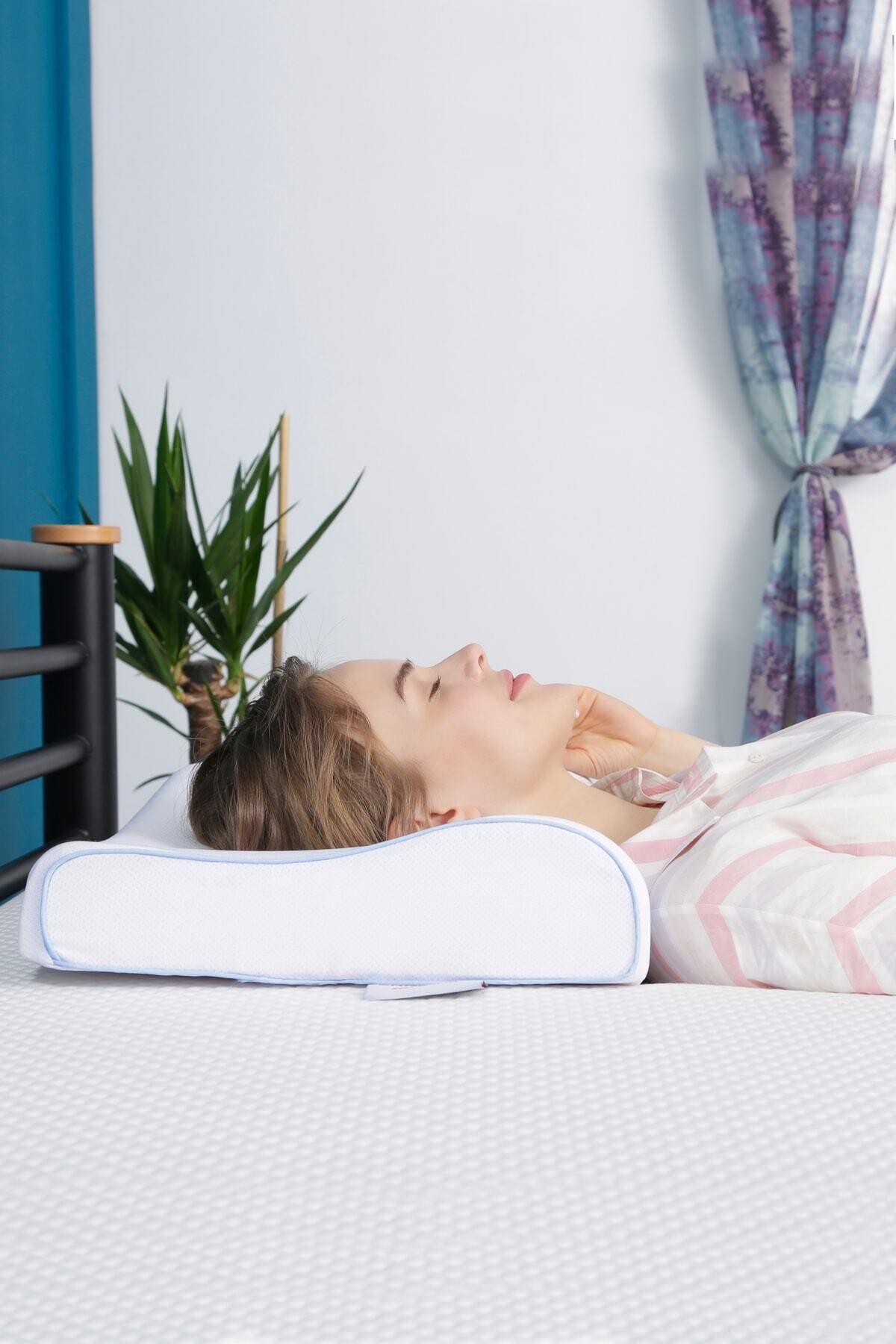 Viscofoam-Pernă ortopedică anti-transpirație cu suport pentru gât Pernă Visco Gel - 57x37x10-7cm 4