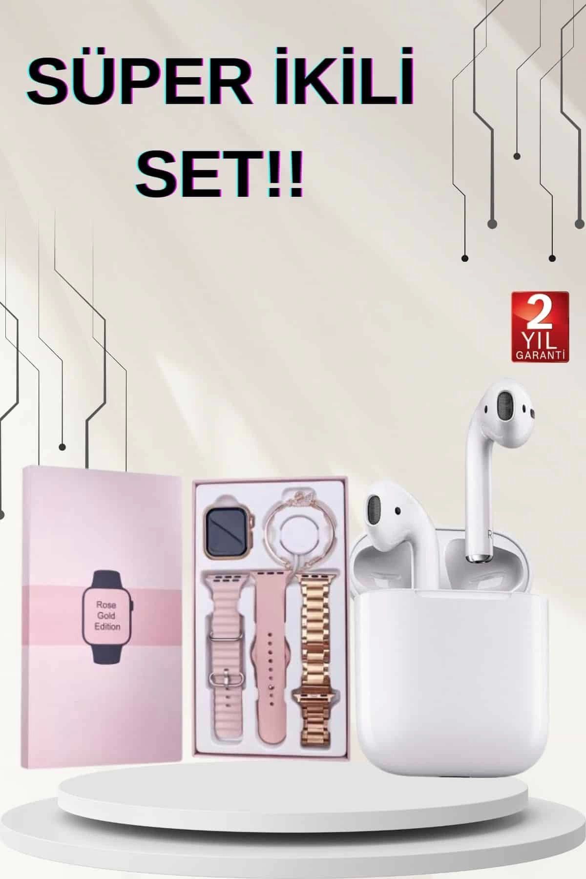 MELFSHOP 3 Kordonlu Dokunmatik Ekran Akıllı Saat ve 2.Nesil Kablosuz Bluetooth Kulaklık ANC/ENC