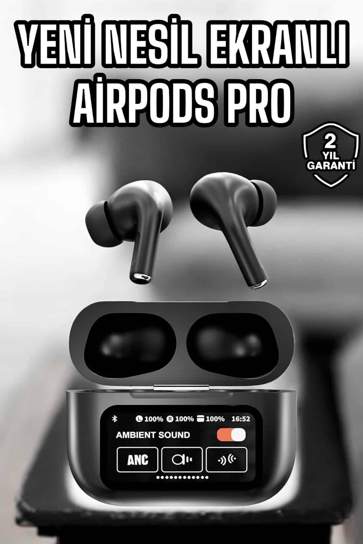 MELFSHOP Kablosuz Bluetooth Kulaklık Ekranlı Uzun Şarj Süreli ANC Destekli