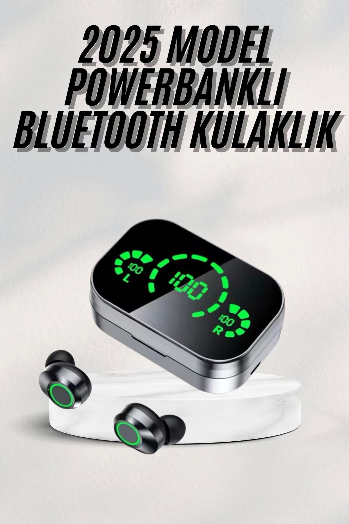 MELFSHOP Yeni Nesil Bluetooth Kulaklık Çağrı Cevaplayabilen Dijital Göstergeli Powerbankli