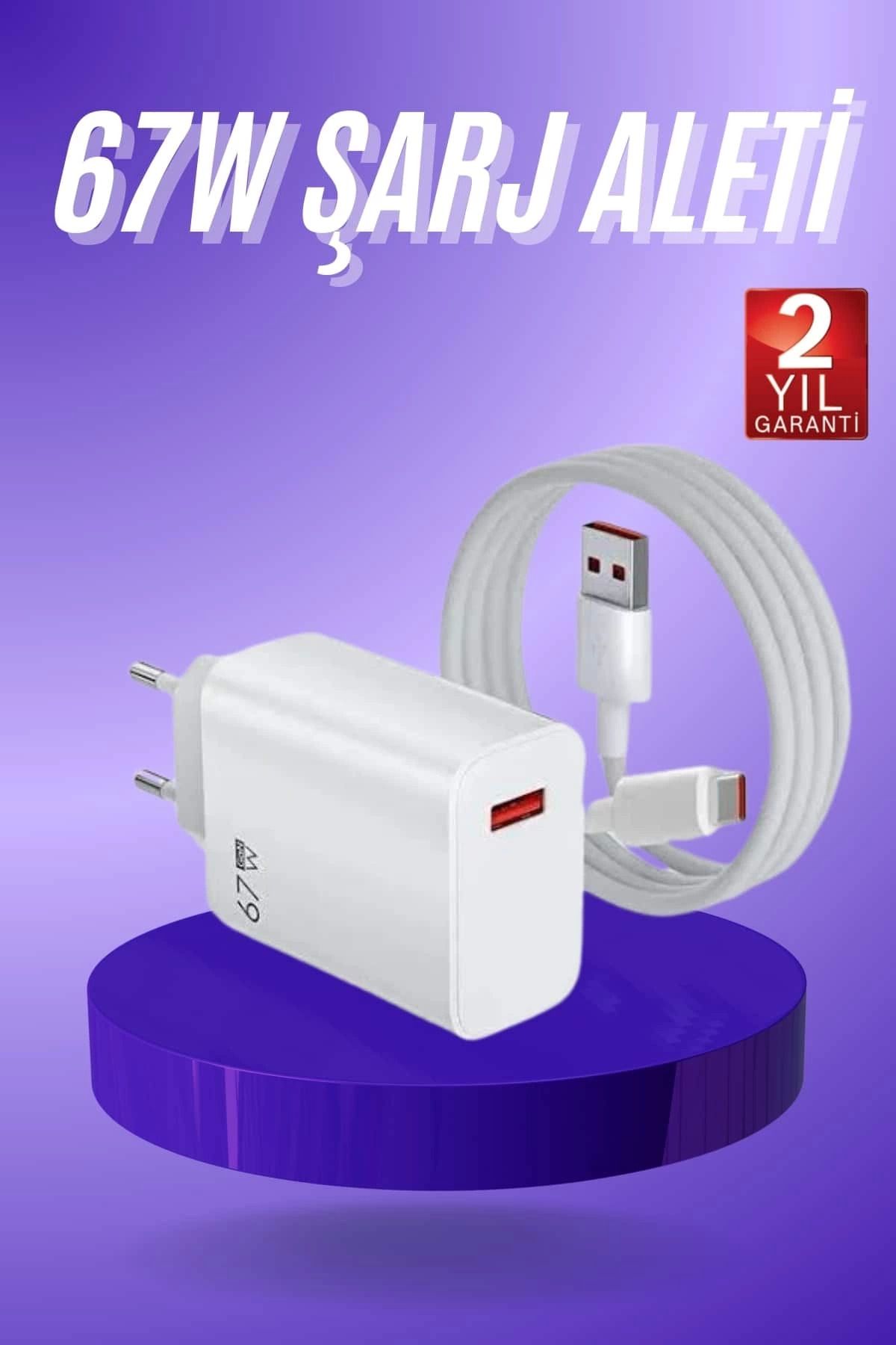 Heez Beyaz Ultra Plus Hızlı Şarj Seti Şarj Adaptörü ve Kablosu 67W