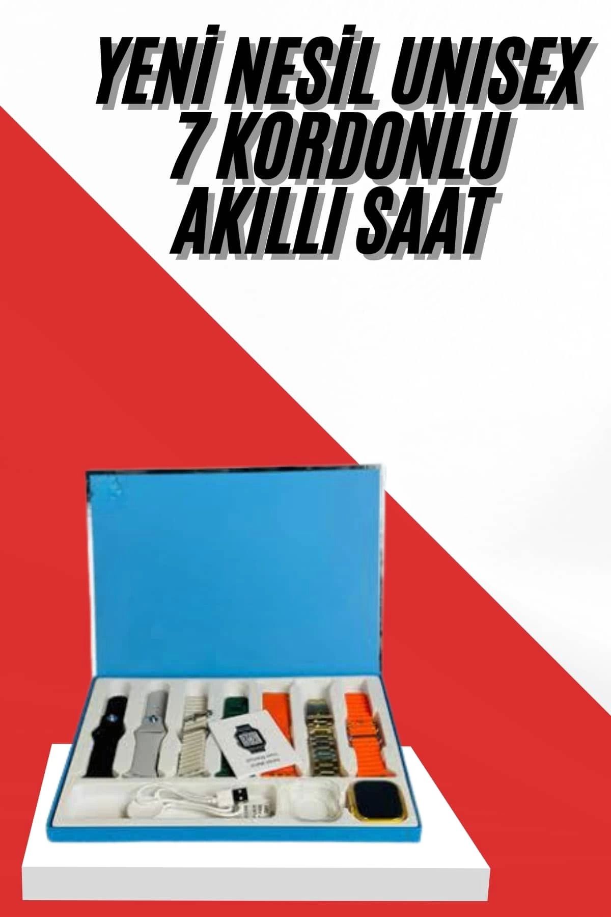 MELFSHOP 7 Kordonlu Unisex Akıllı Saat Çoklu Kordon Seçeneği Amoled Ekran