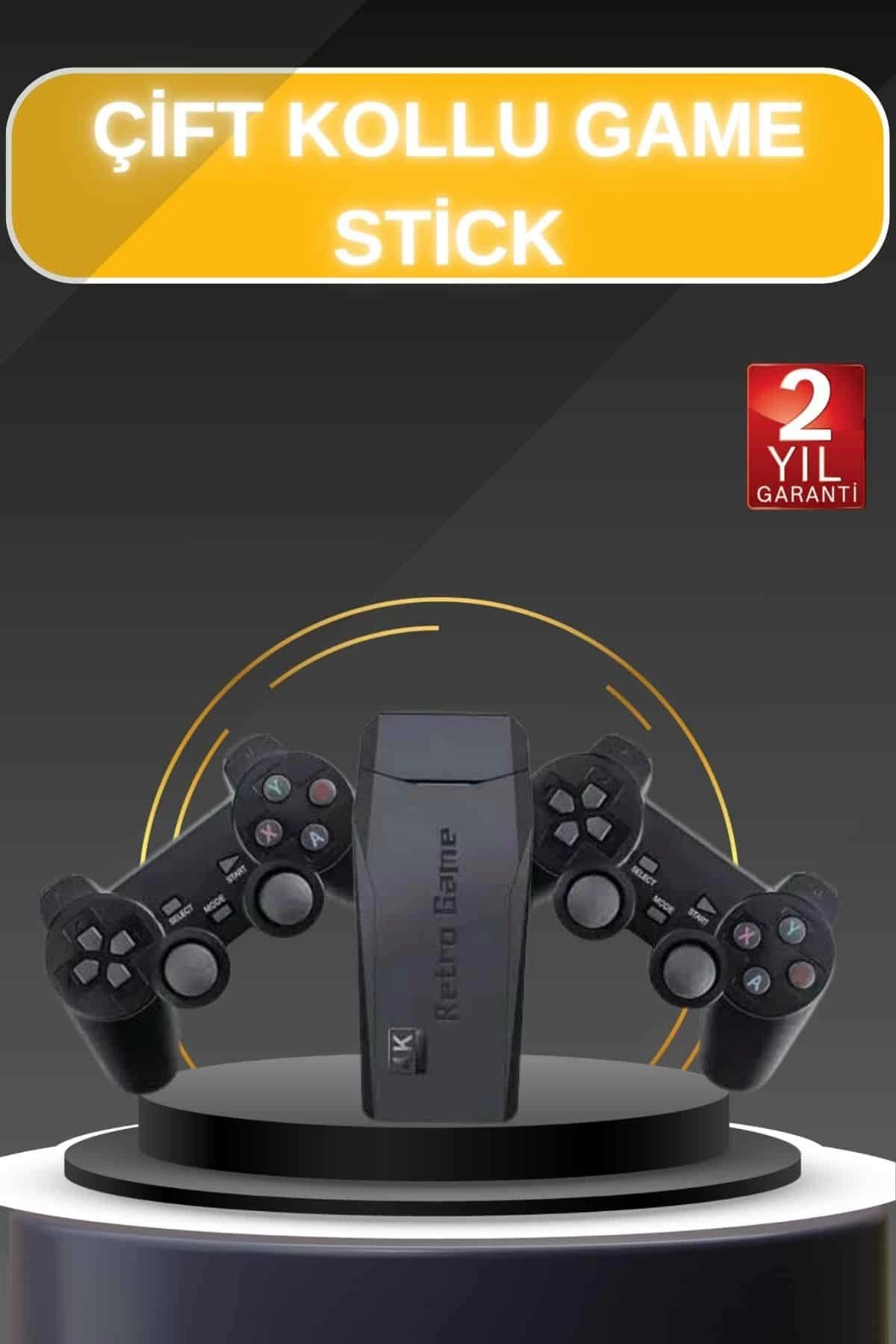 ÖYKÜ VE YİĞİT Game Stick El Atarisi 2.4g Kablosuz Çift Kol Oyunlar 4k Game Stick 3500 Oyunlu Atari Uyumlu
