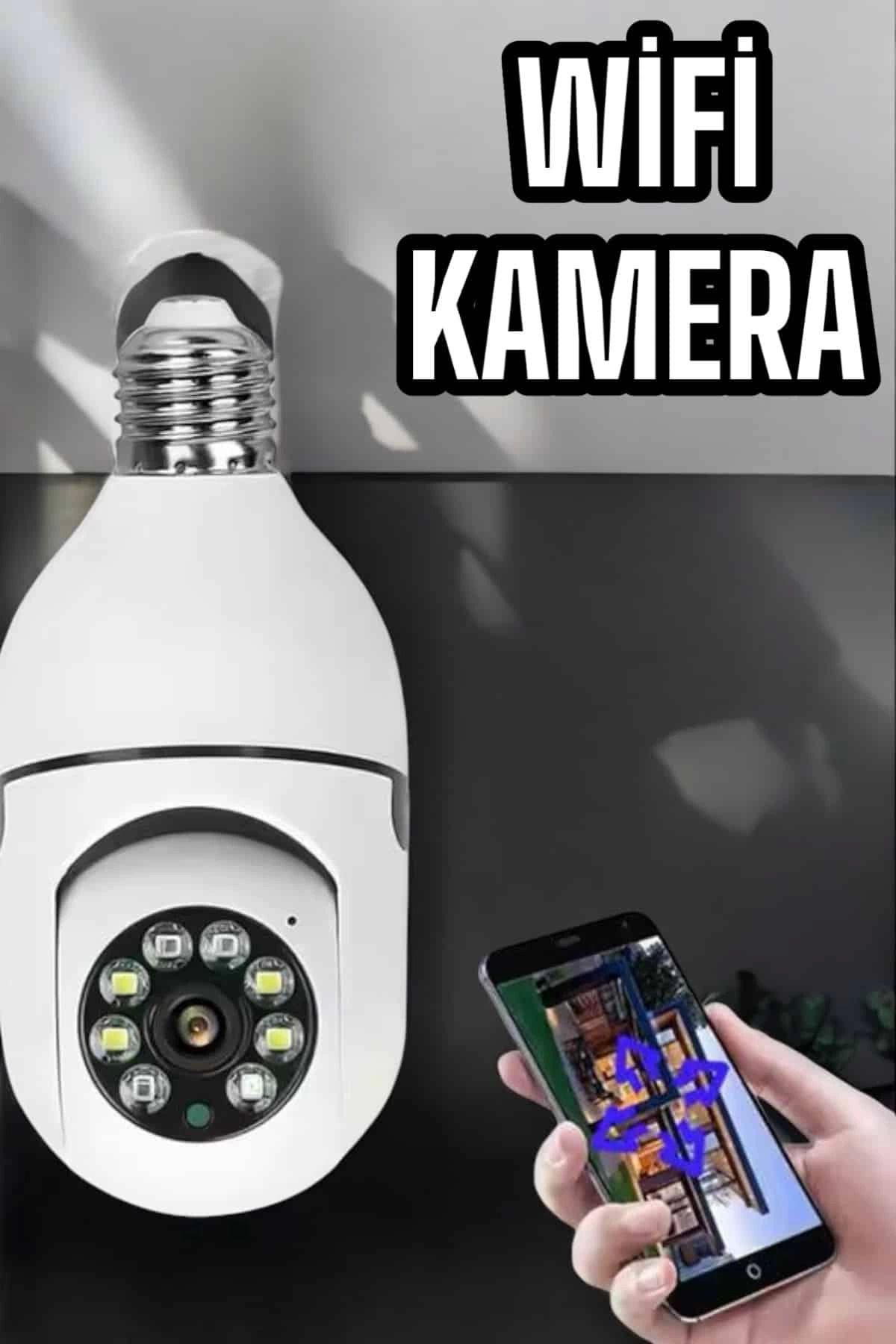 Silahlı Tower Wifi Kamera Duylu Ampul Görünümlü 360 Derece Dönebilen Ev Kamerası