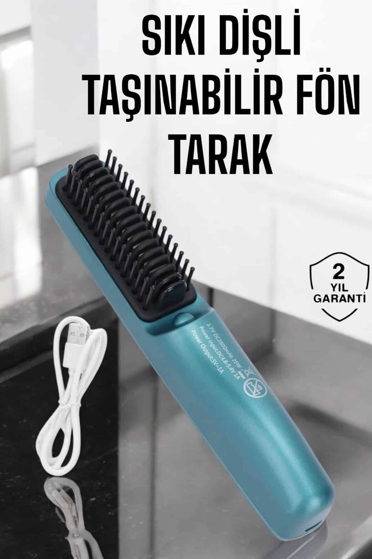 Heez Saç Düzleştirici Fön Tarak Sıkı Dişli İyon Özelliği Şarjlı Taşınabilir