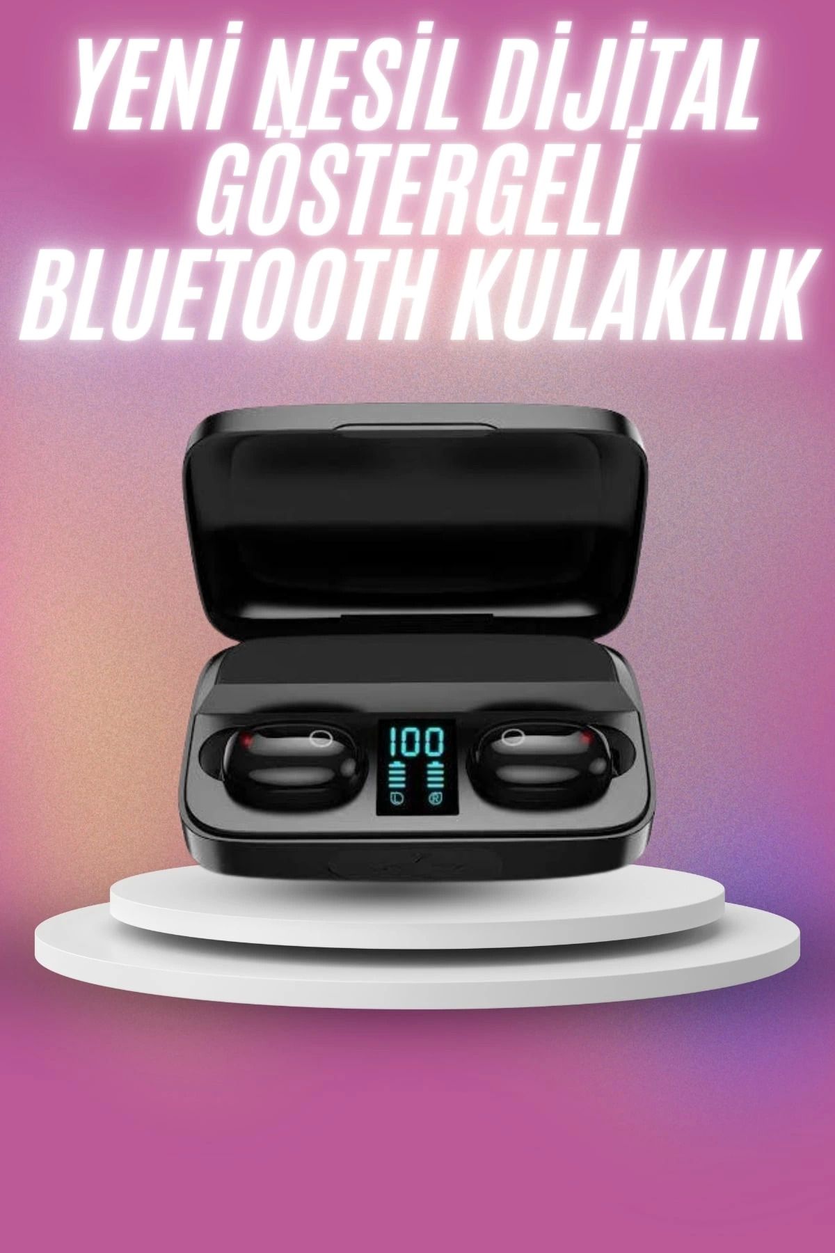 Heez Kablosuz Bluetooth Kulaklık Android ve İOS Uyumlu Led Göstergeli Powerbankli