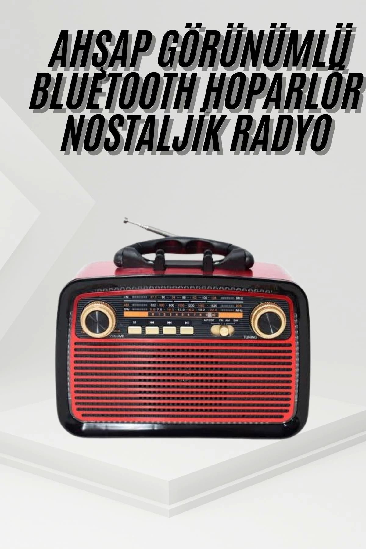 hayalimsah Nostalji Radyo Bluetooth Hoparlör USB-SD Kart Giriş Led Fener Işıklı Bataryalı Pilli