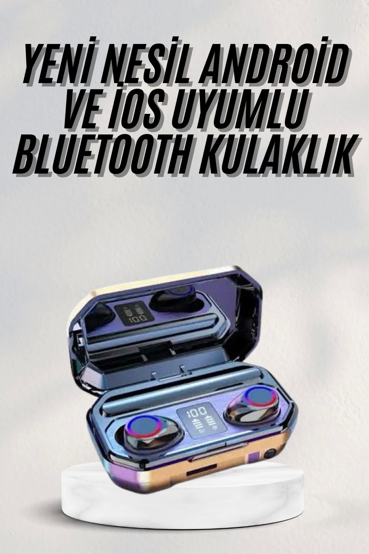 Heez Yeni Nesil Bluetooth Kulaklık Uzun Pil Ömrü El Fenerli Dijital Şarj Göstergeli