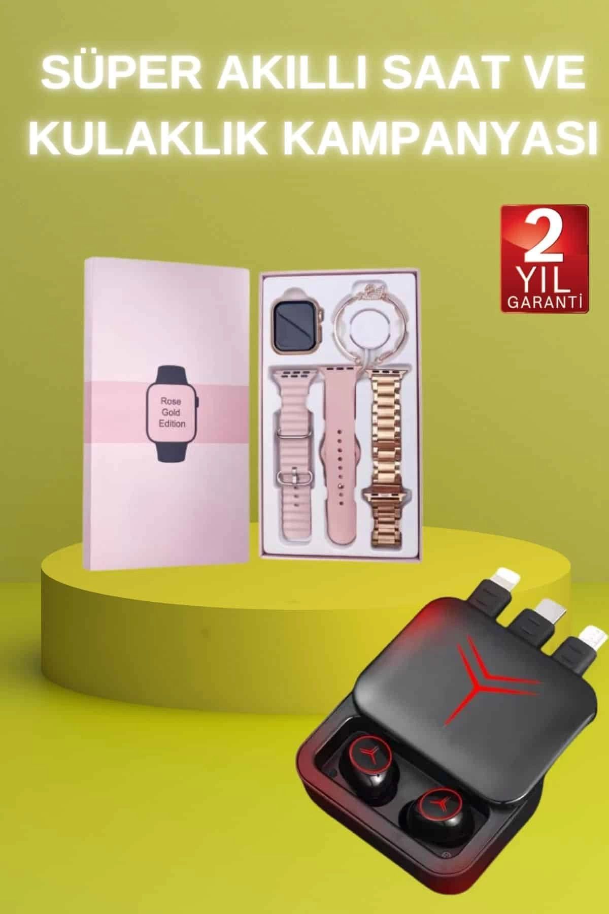 MELFSHOP Powerbank Özellikli Bluetooth Kulaklık ve Nabız Ölçer Akıllı Saat Bileklik Hediyeli