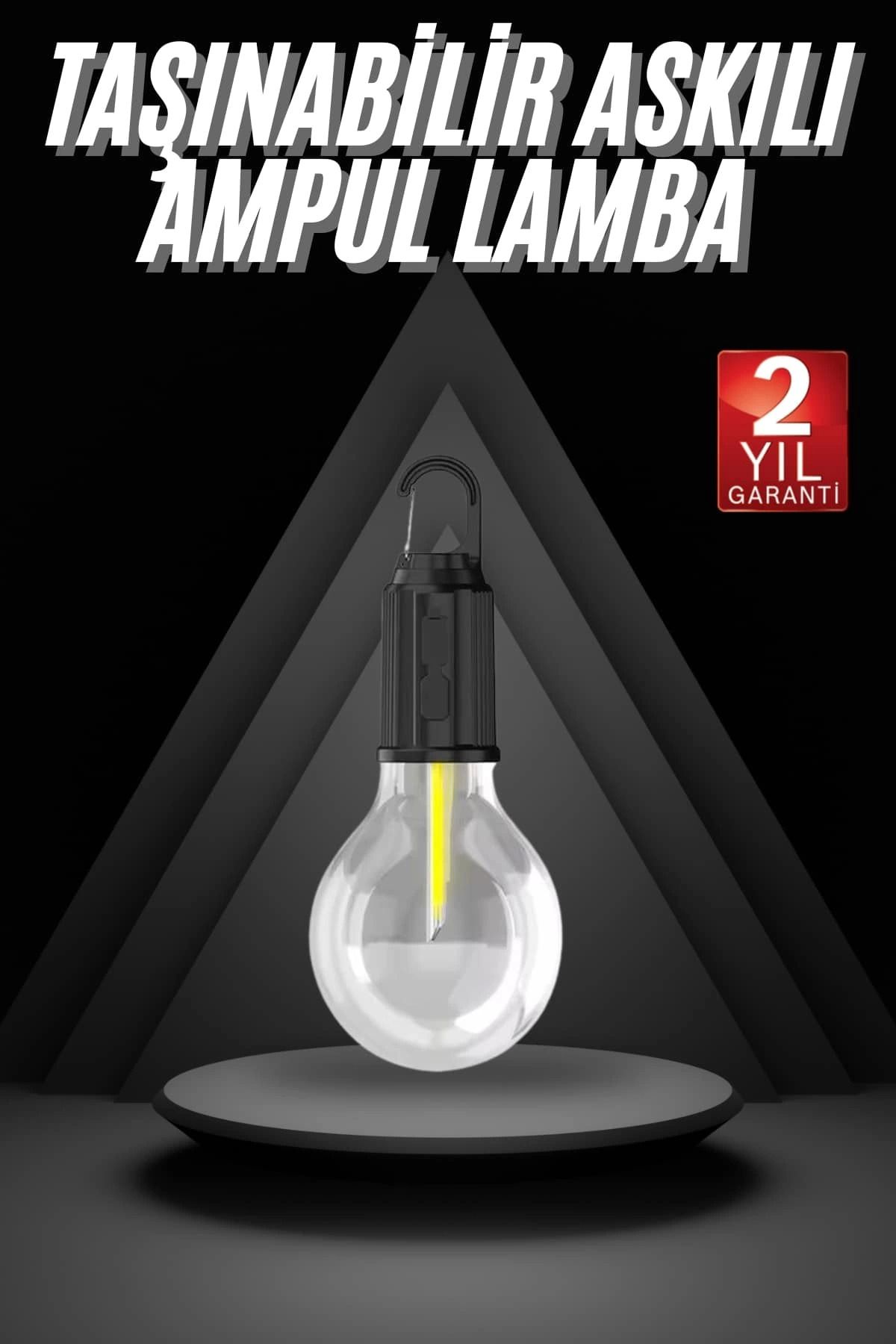 Heez 3 Farklı Mod LED'li Şarjlı Asma Kancalı Kamp Lambası Taşınabilir Ampul