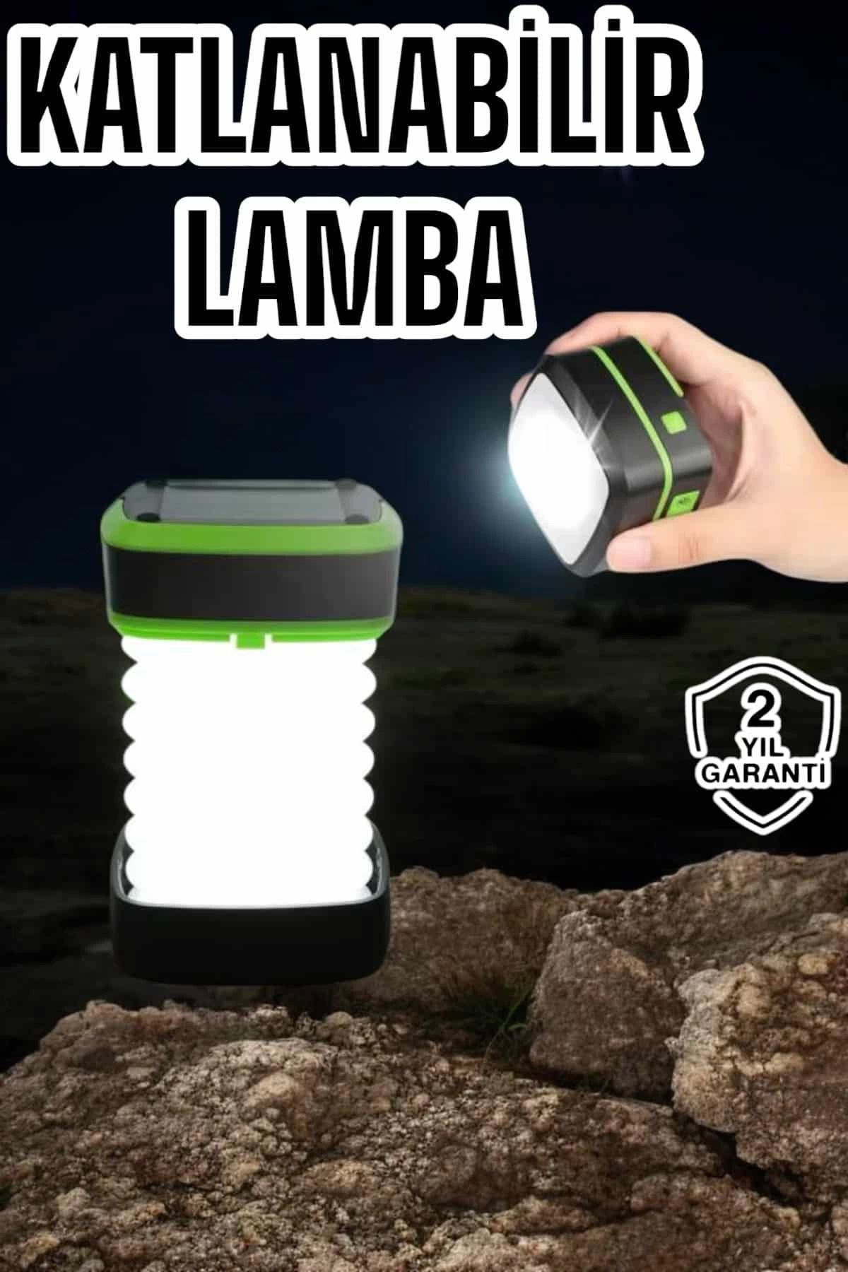 Heez Katlanabilir Kamp Lambası Solar Fener Görünümlü 3 Kademeli Şarjlı