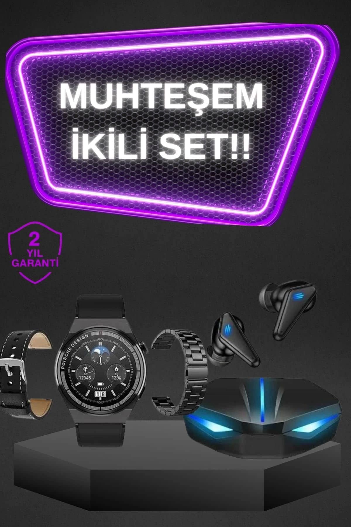 MELFSHOP Kablosuz Bluetooth Bağlantılı Kulaklık ve Dokunmatik Ekran Akıllı Saat Arama Cevaplama