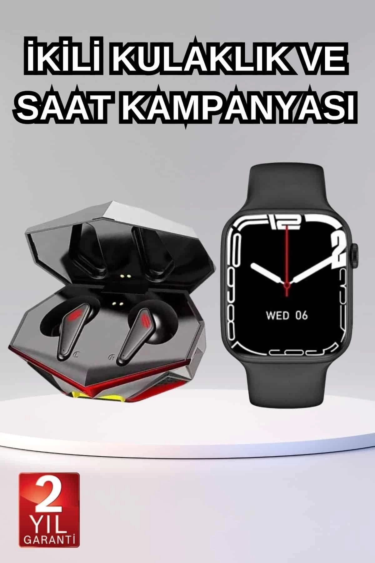 MELFSHOP İkili Set Dev Ucuz Kulaklık Ucuz Akıllı Saat Gürültü Önleyici Uzun Pil Ömrü