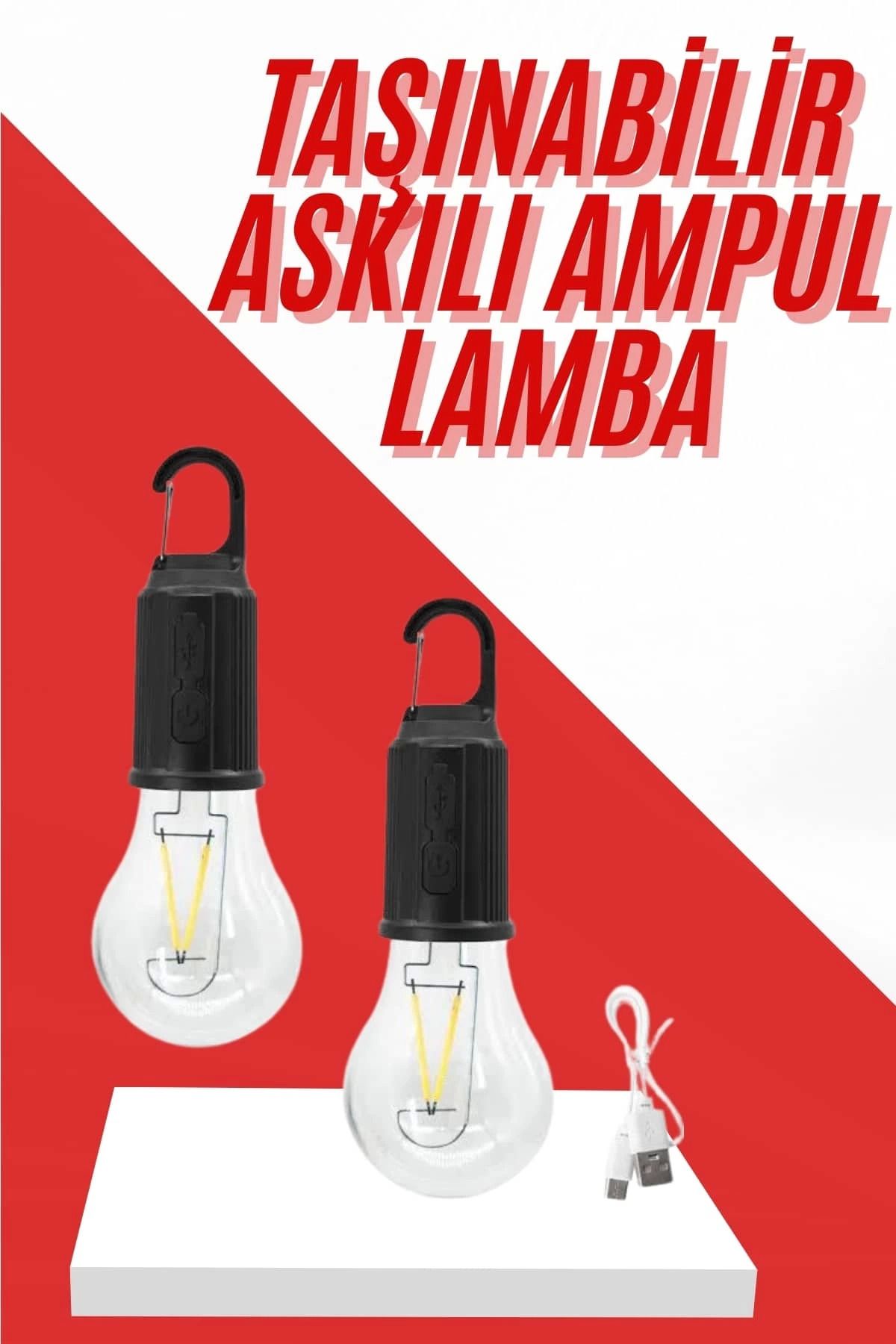 Heez Şarjlı Aydınlatma Ampul Tasarımlı Ambians Işık Askılı Kamp Lambası