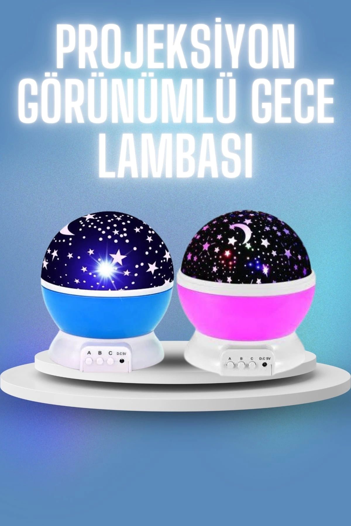 DENİZBİLİŞİM Renkli Yıldızlı Gökyüzü Projeksiyon Gece Lambası Pilli Ve Usb Kablolu