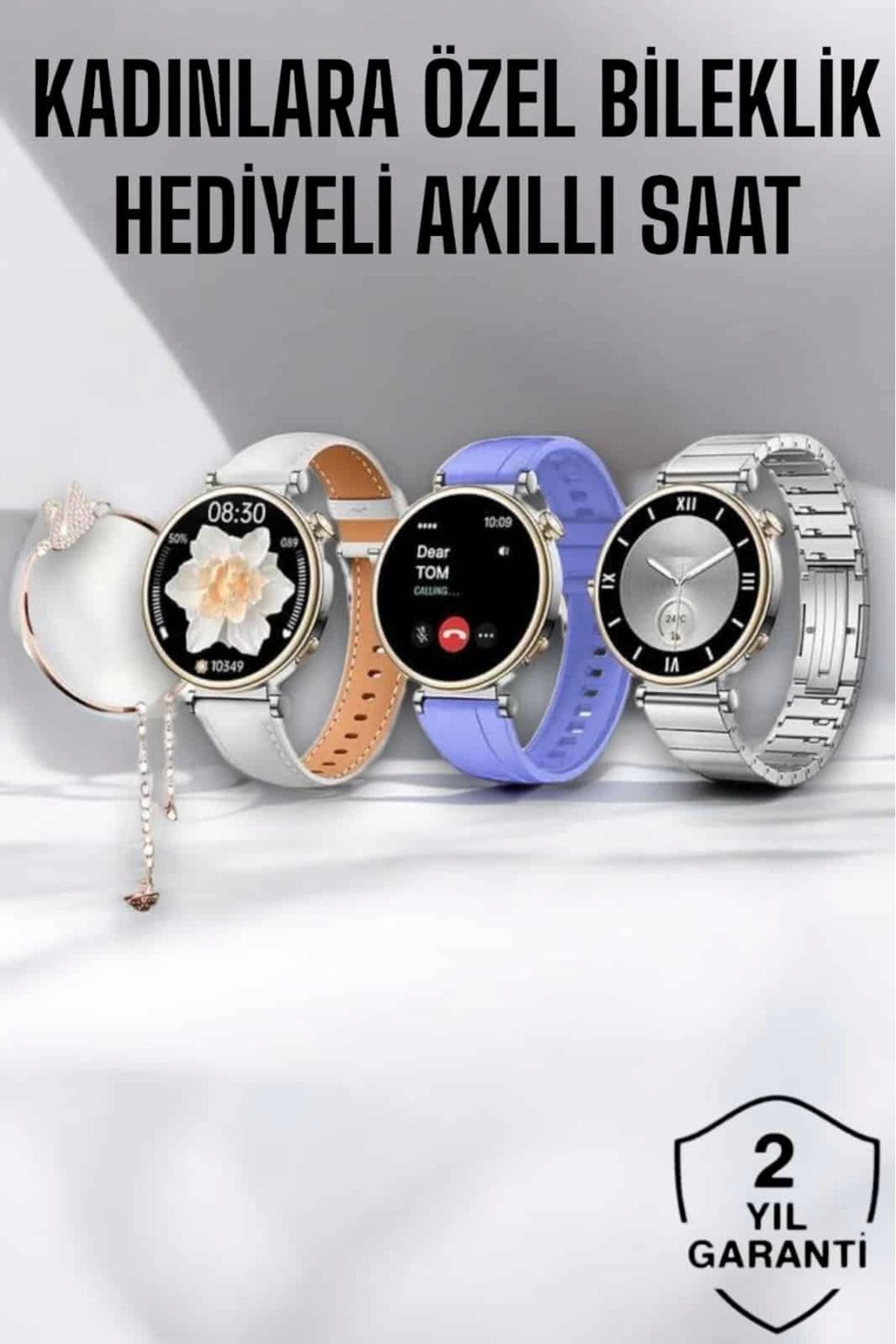 MELFSHOP Akıllı Saat Bileklik Hediyeli Arama Cevaplayan Bluetooth Bağlantılı